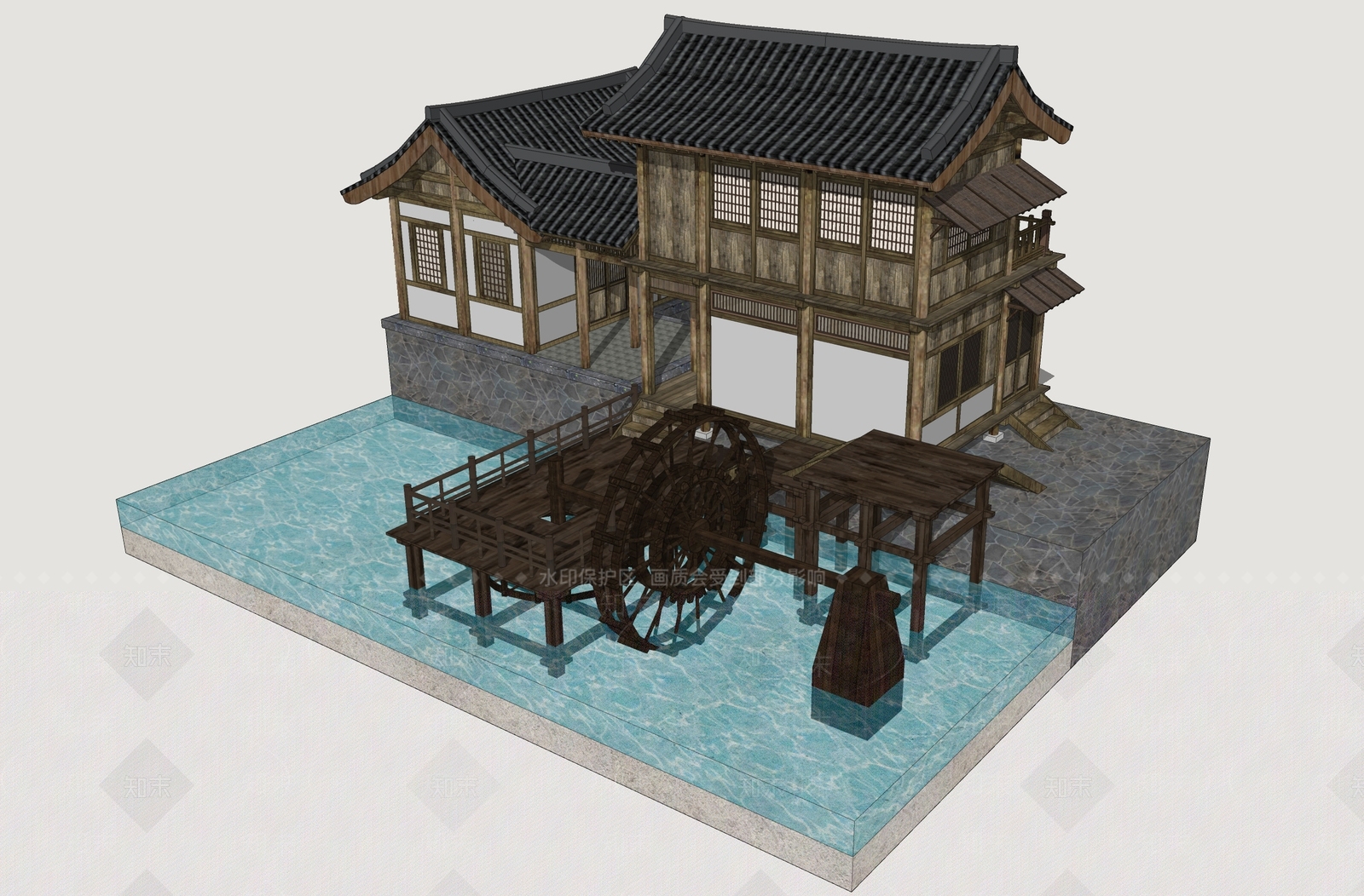 中式古建古建筑SU模型下载【ID:1234484300】