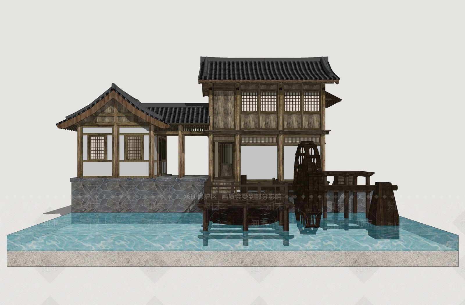 中式古建古建筑SU模型下载【ID:1234484300】