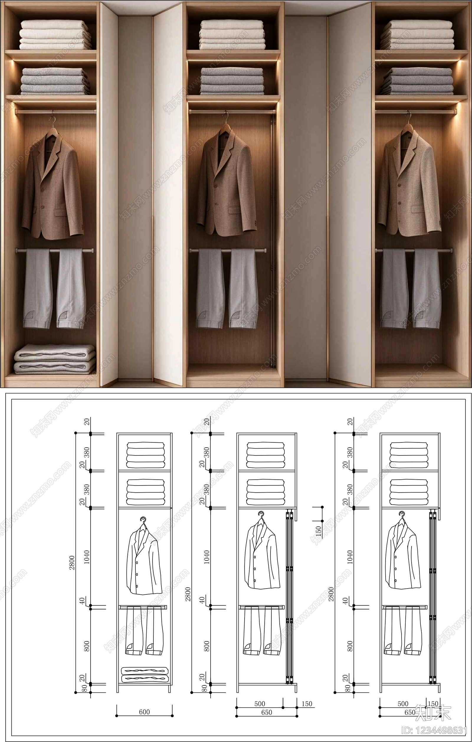 柜子cad施工图下载【ID:1234498631】