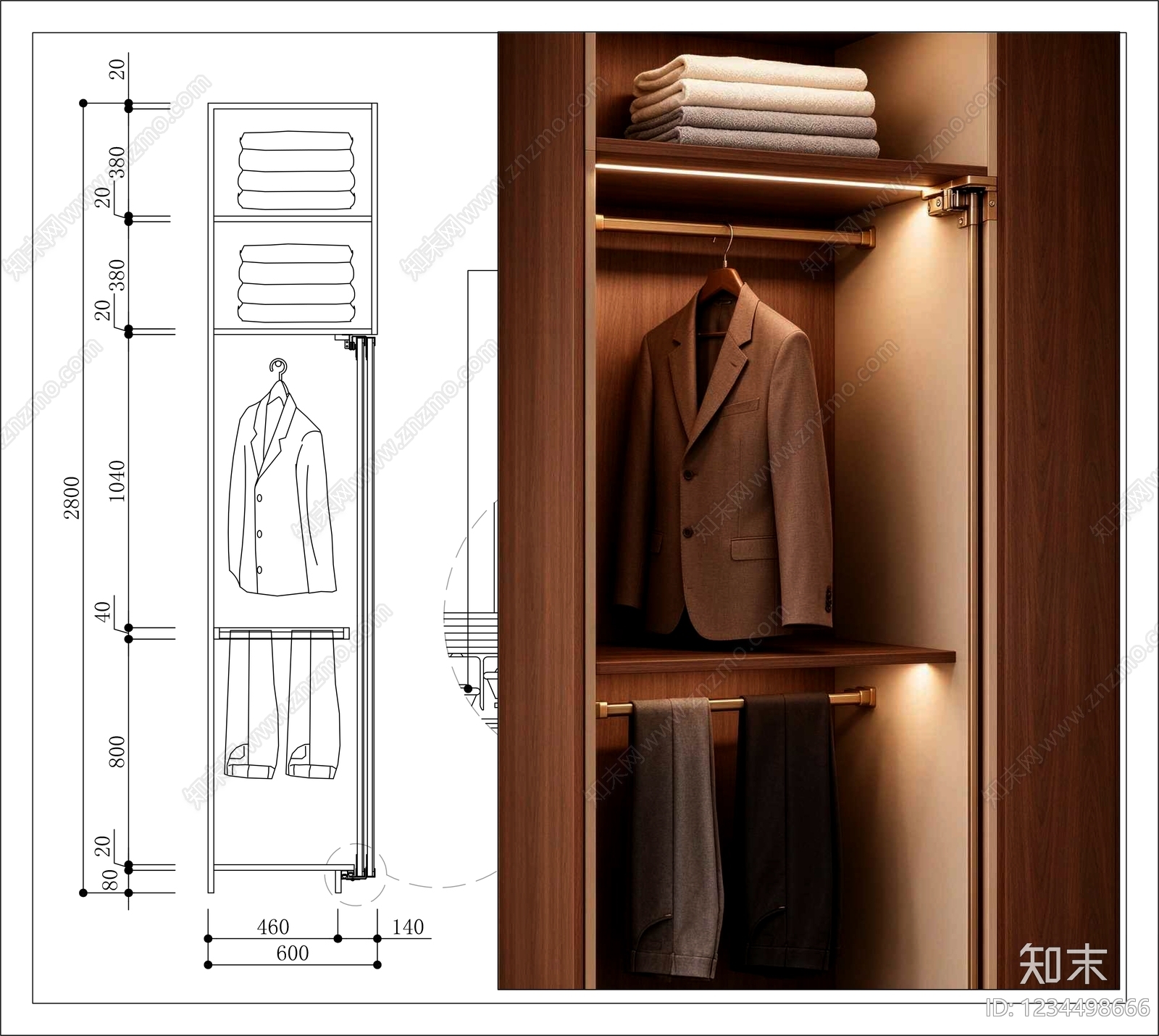 柜子cad施工图下载【ID:1234498666】