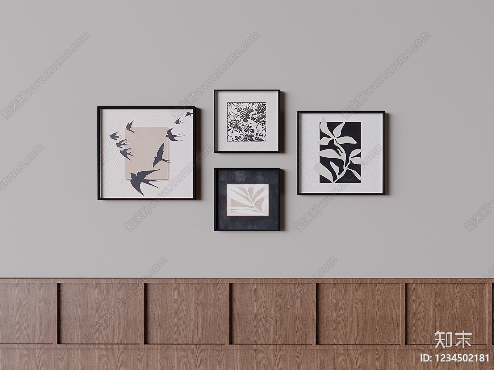 中古风挂画组合SU模型下载【ID:1234502181】