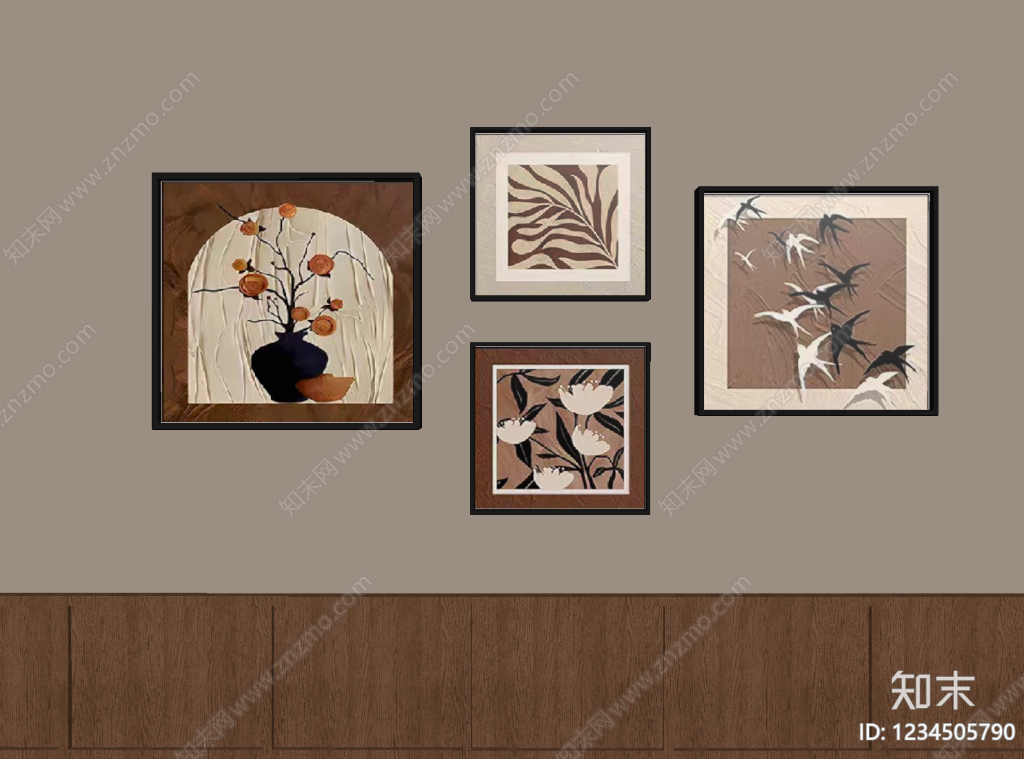 中古风挂画组合SU模型下载【ID:1234505790】