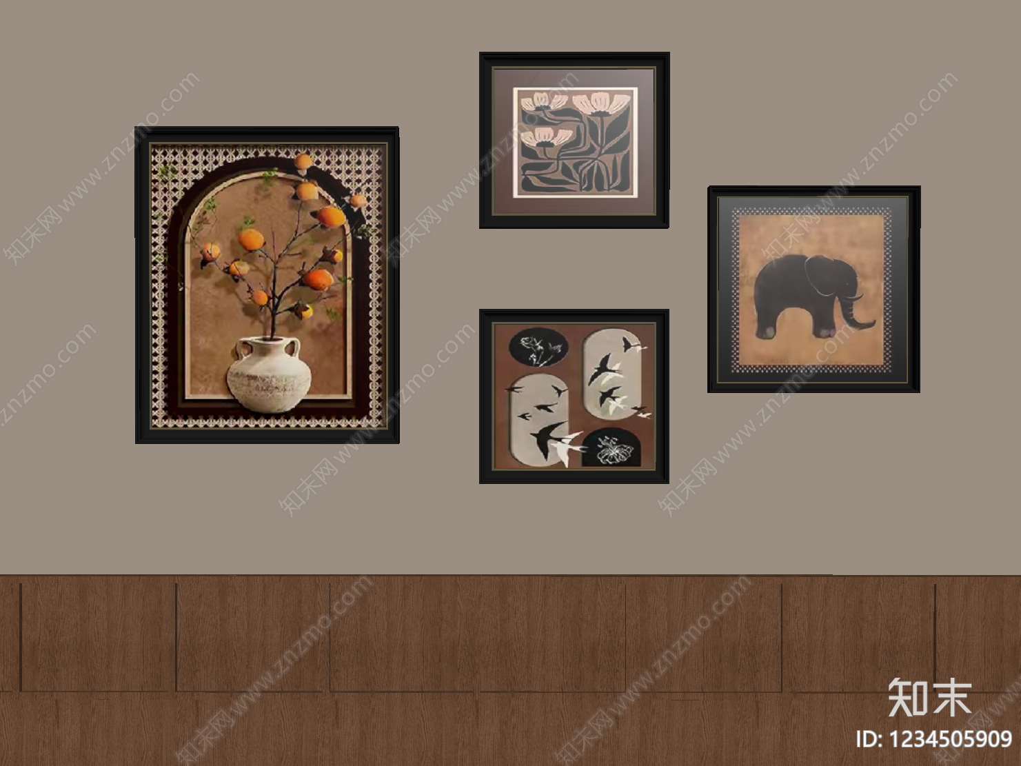 中古风挂画组合SU模型下载【ID:1234505909】