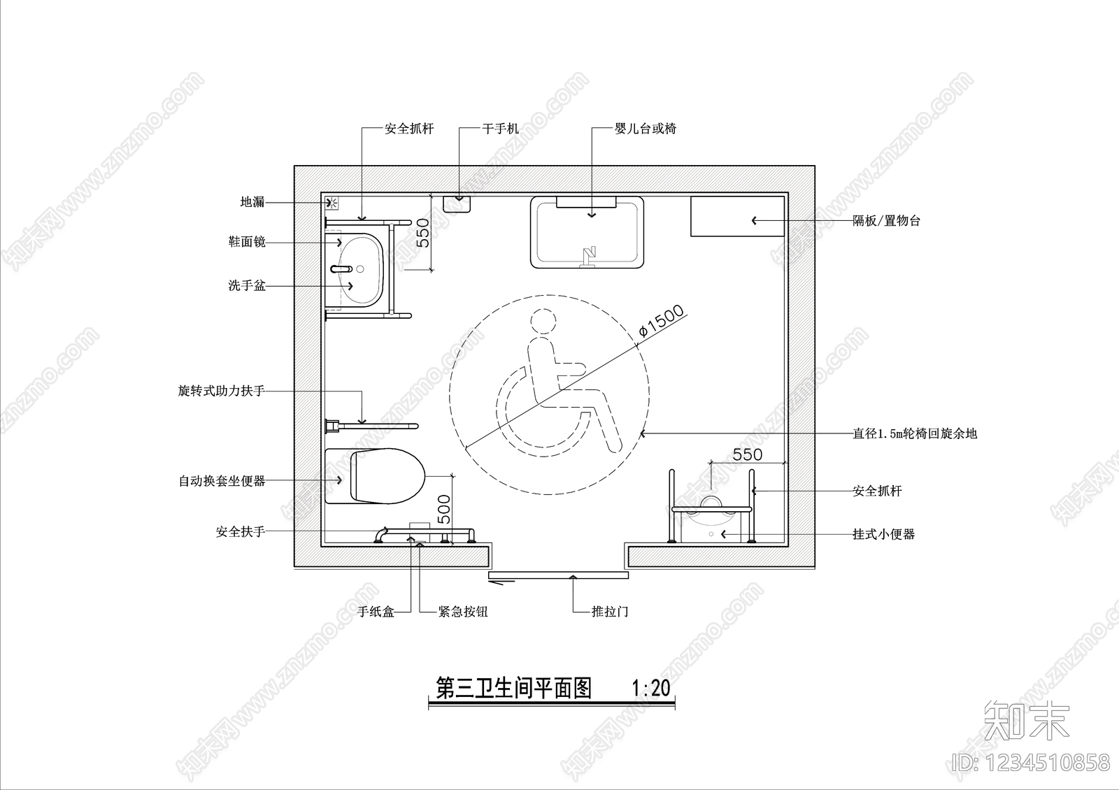 公共卫生间cad施工图下载【ID:1234510858】