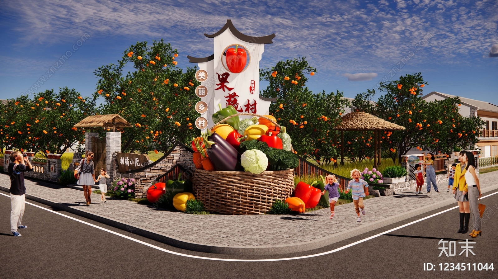 新中式景观文旅美陈SU模型下载【ID:1234511044】