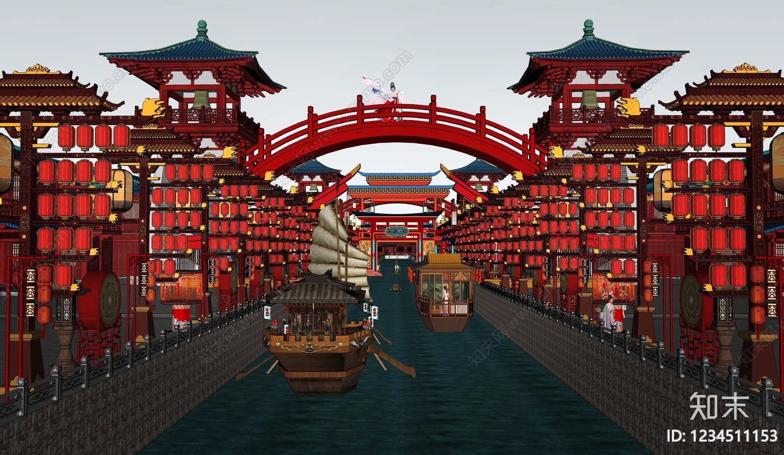 中式古建古建筑SU模型下载【ID:1234511153】