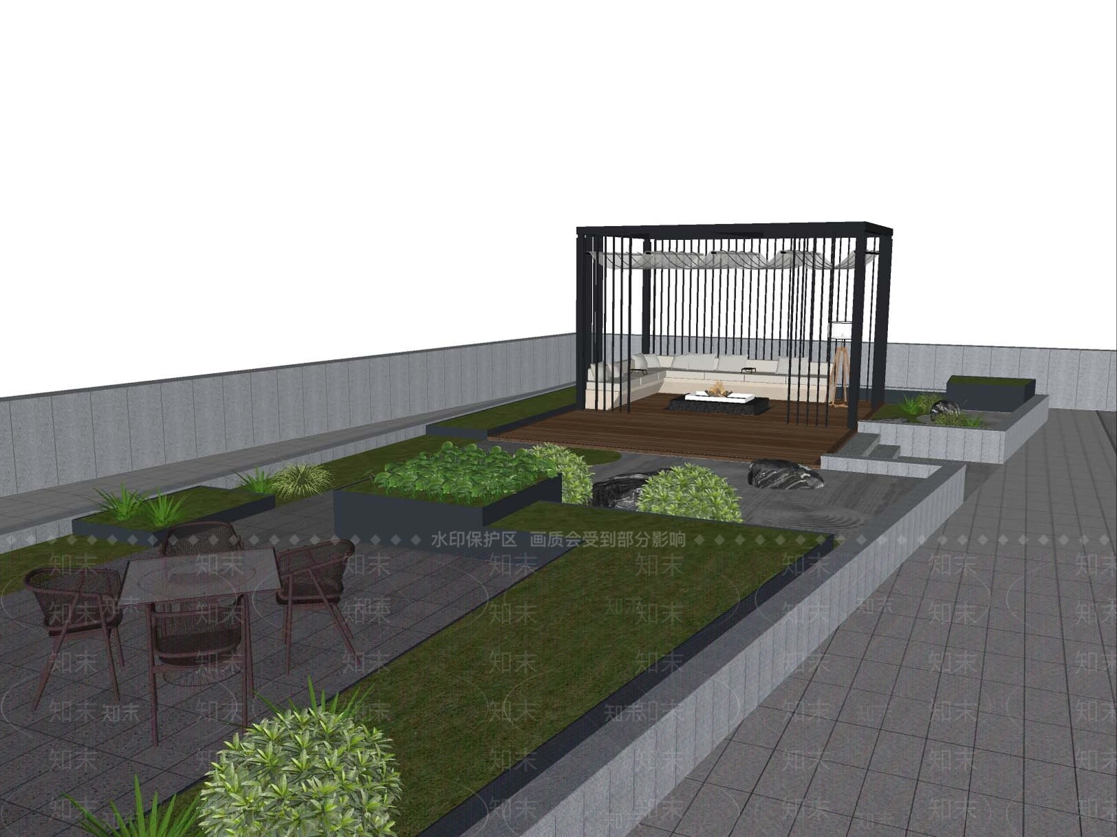 现代主义屋顶花园3D模型下载【ID:1234511032】