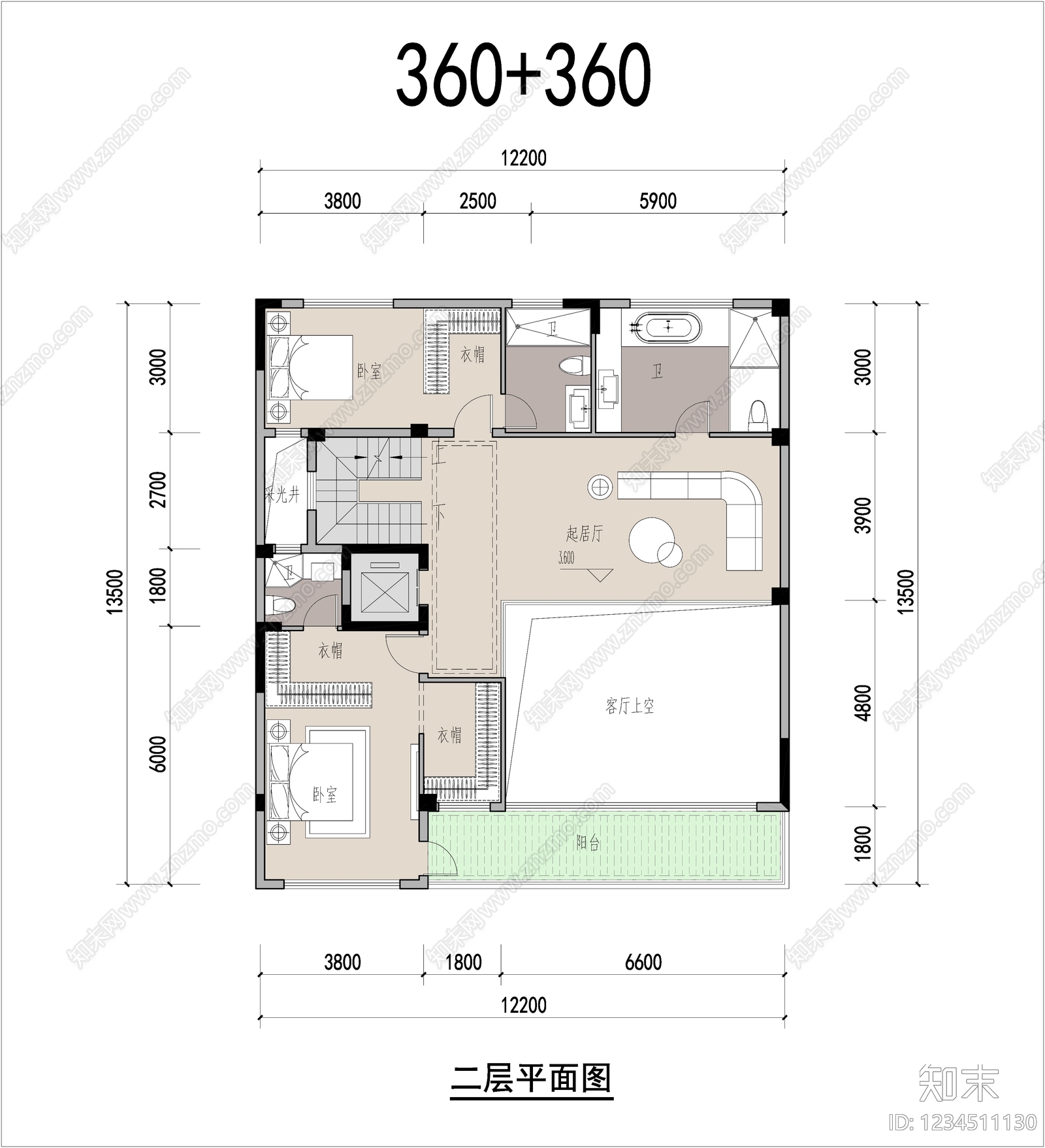 别墅建筑cad施工图下载【ID:1234511130】