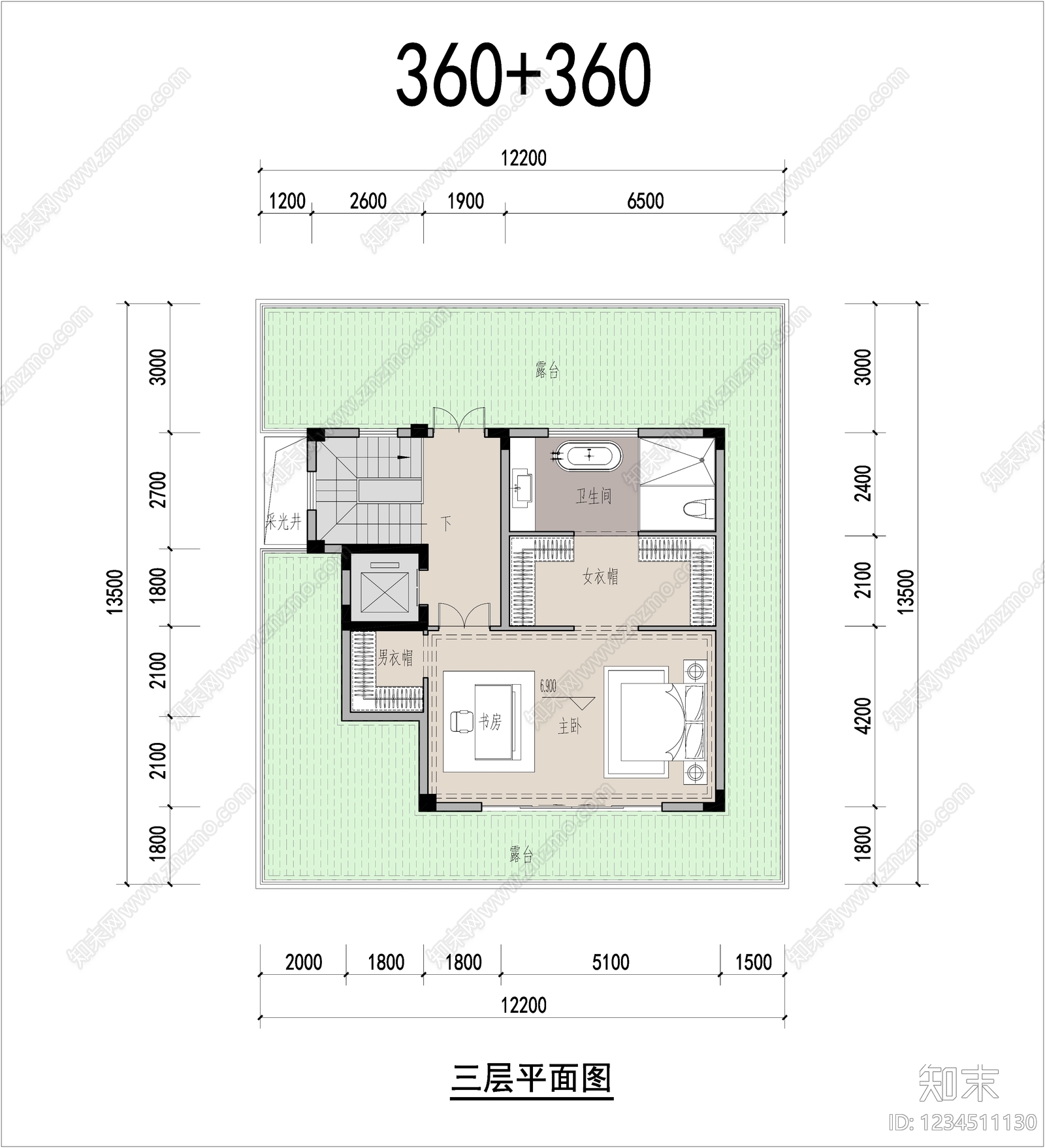 别墅建筑cad施工图下载【ID:1234511130】