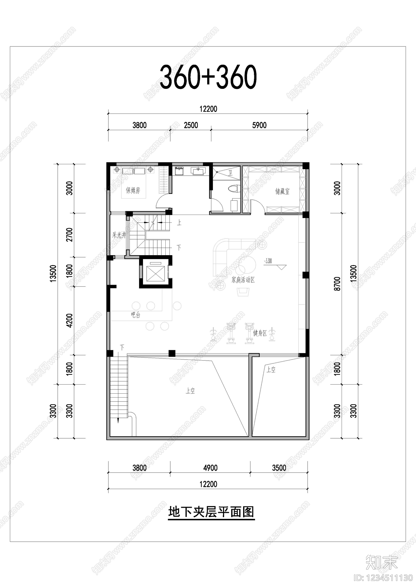 别墅建筑cad施工图下载【ID:1234511130】