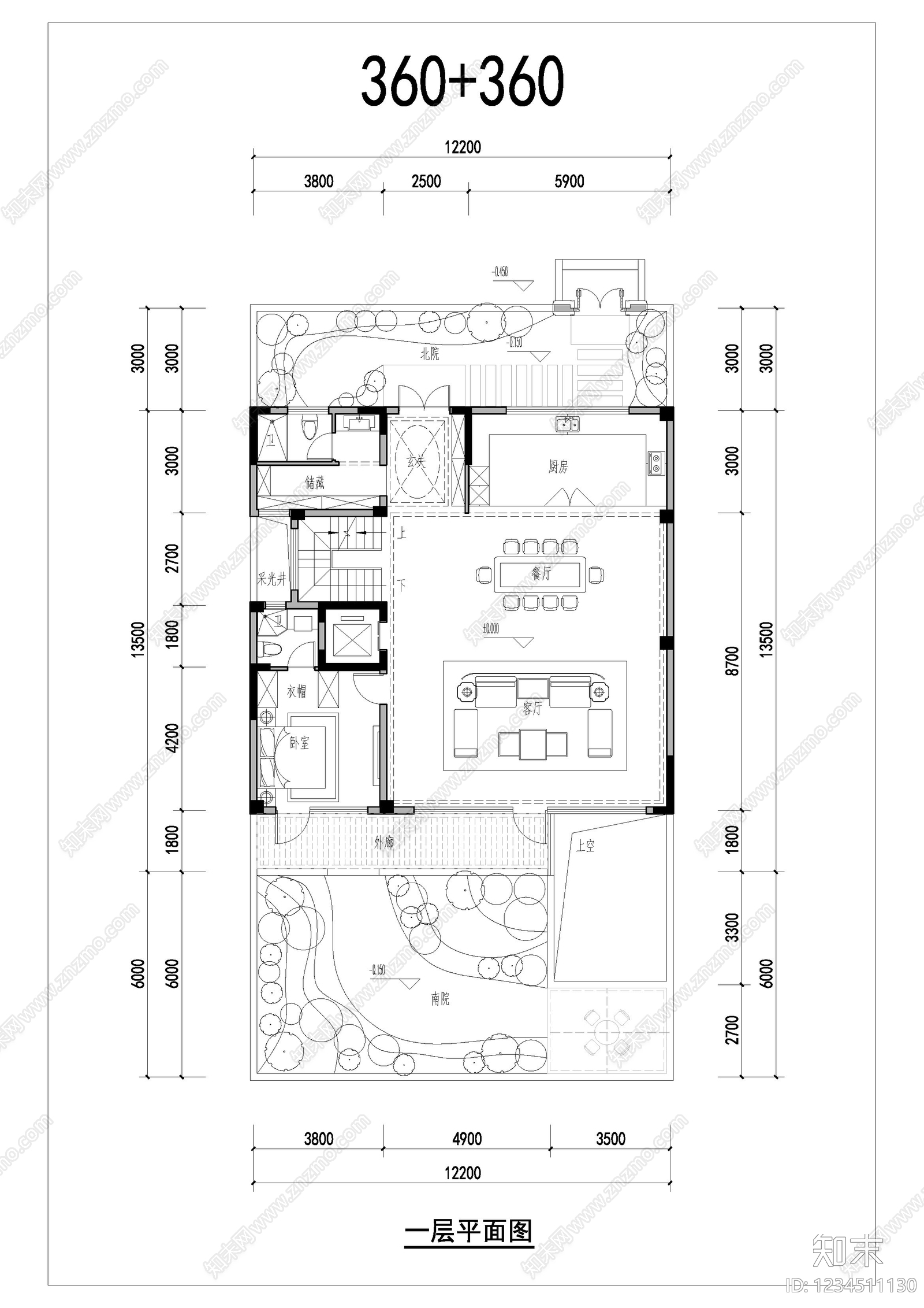 别墅建筑cad施工图下载【ID:1234511130】