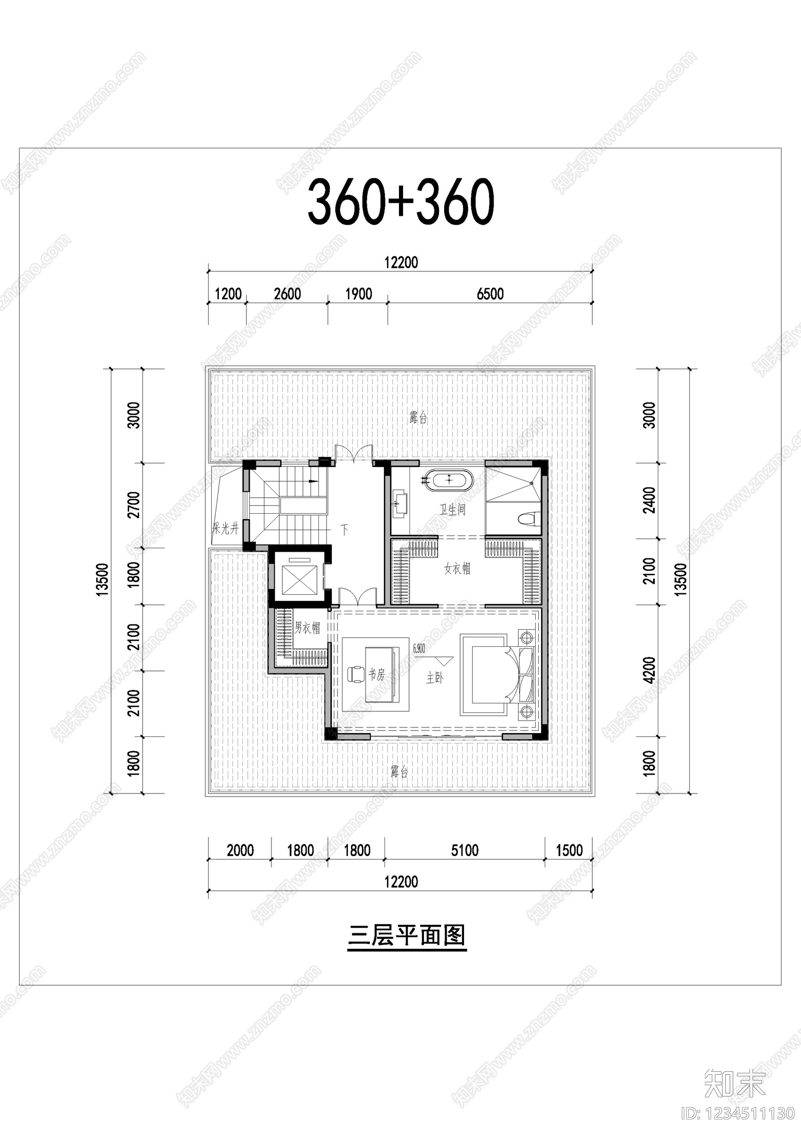 别墅建筑cad施工图下载【ID:1234511130】