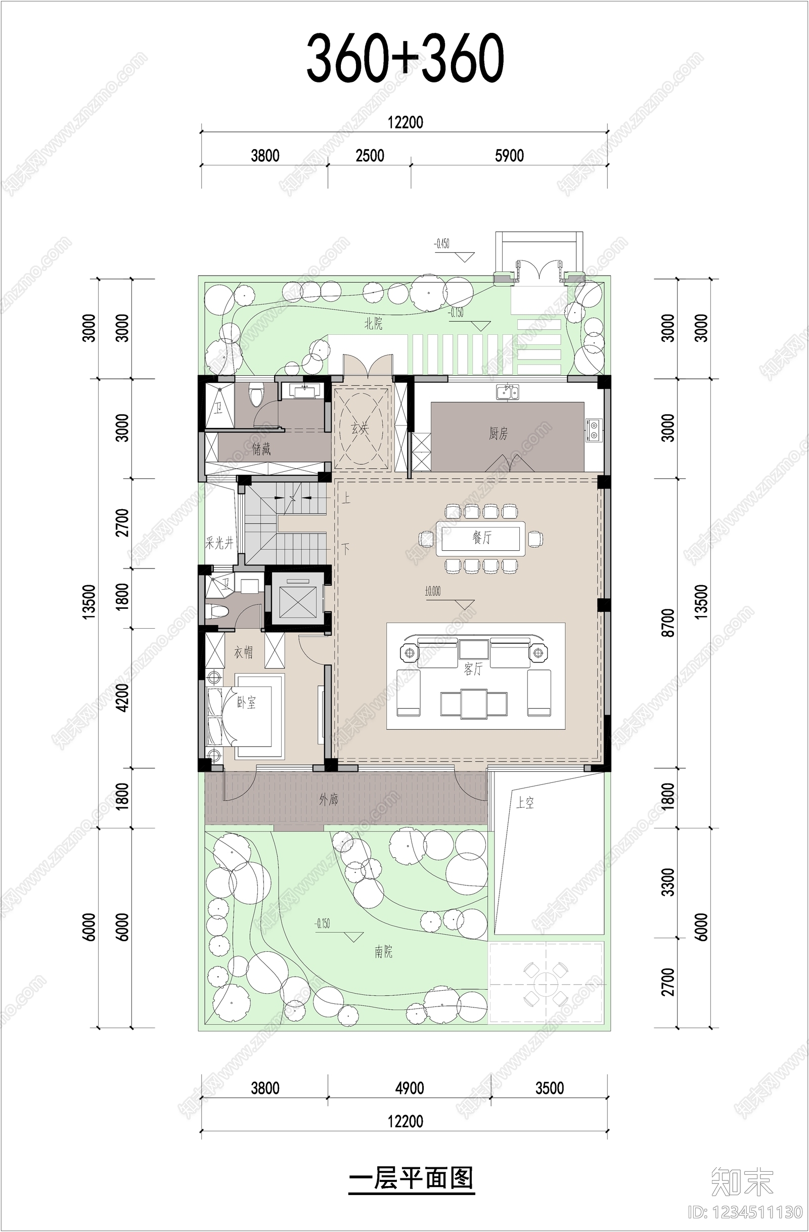 别墅建筑cad施工图下载【ID:1234511130】