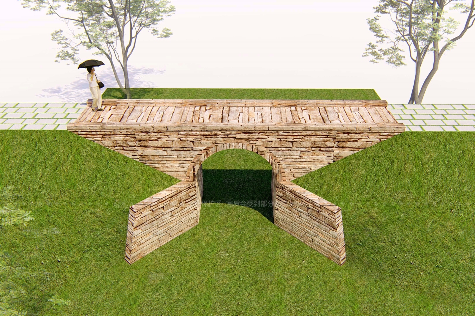 中式古建景观桥SU模型下载【ID:1234511174】