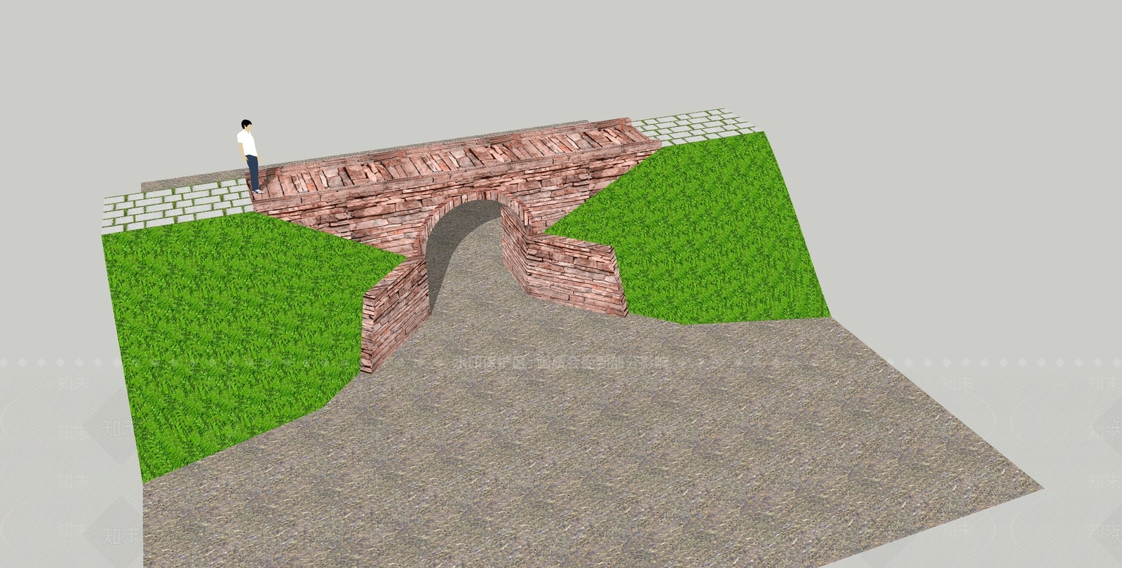 中式古建景观桥SU模型下载【ID:1234511174】