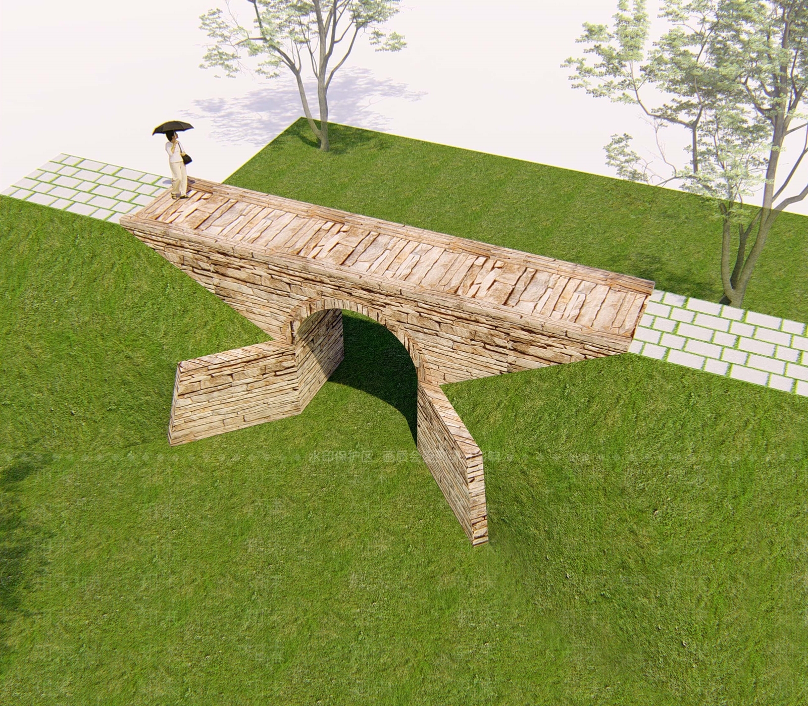 中式古建景观桥SU模型下载【ID:1234511174】