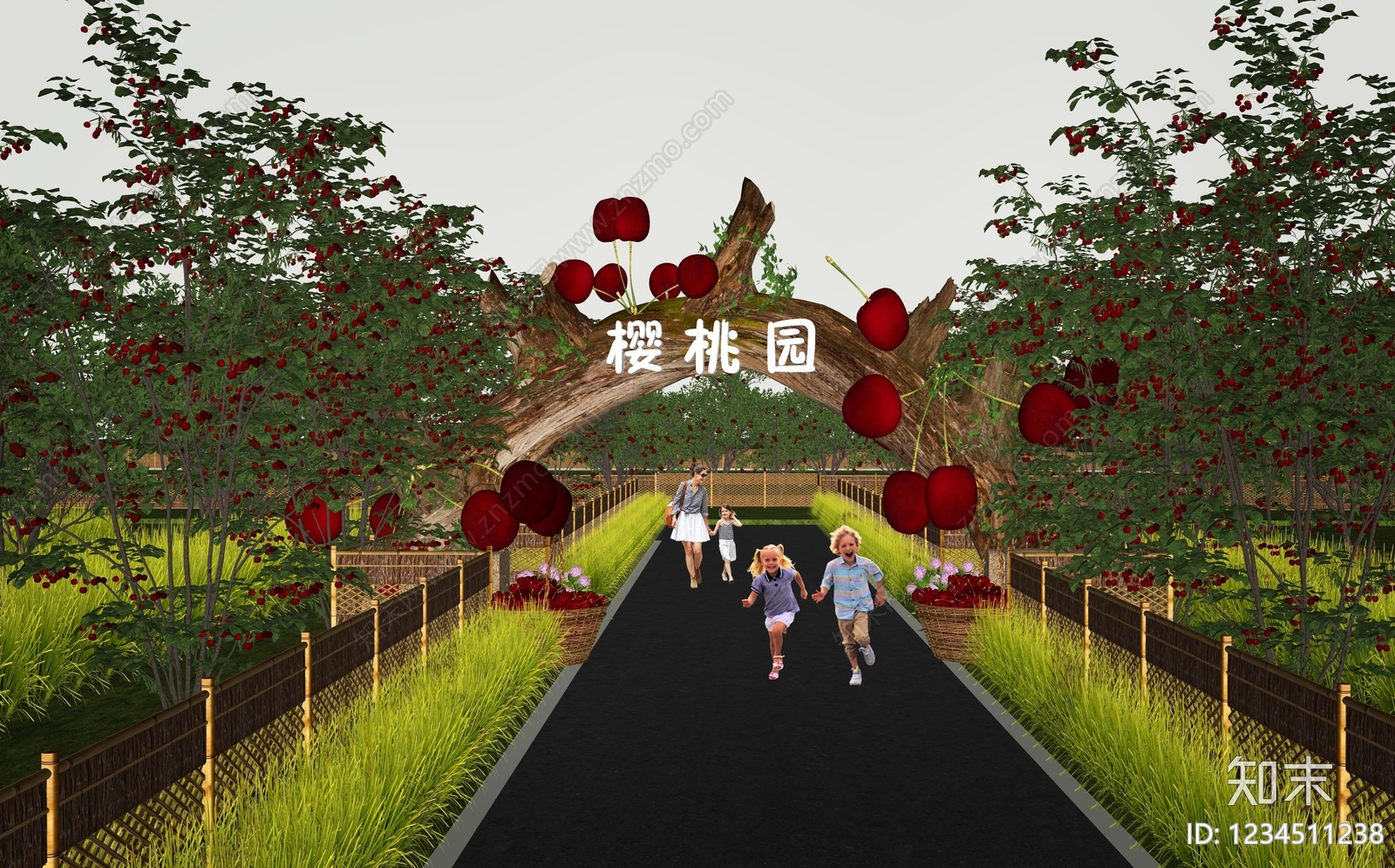 新中式景观农业景观SU模型下载【ID:1234511238】