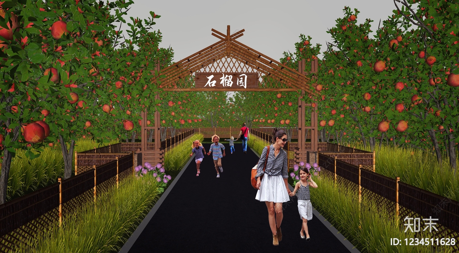新中式景观农业景观SU模型下载【ID:1234511628】