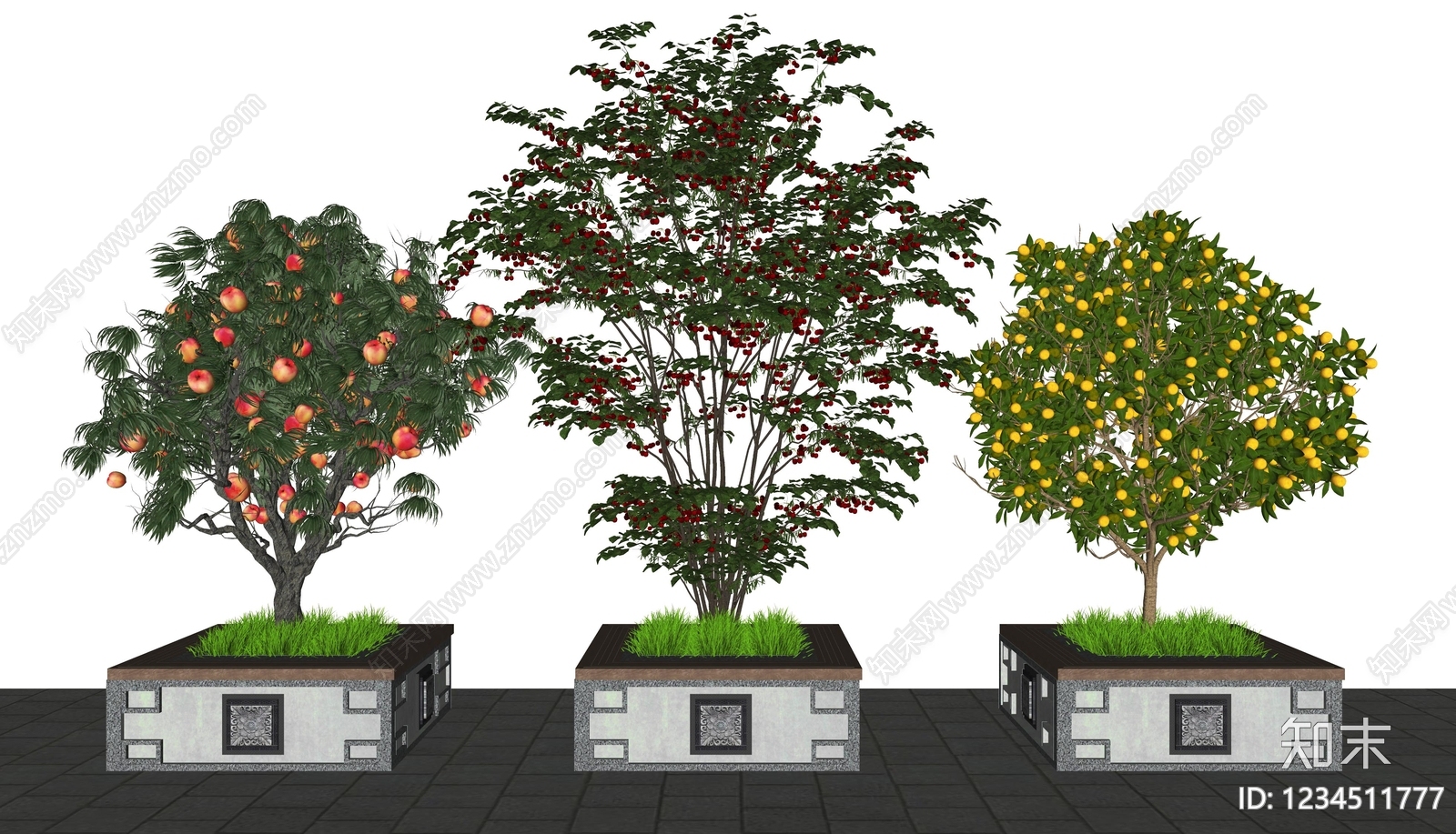 新中式景观乔木SU模型下载【ID:1234511777】