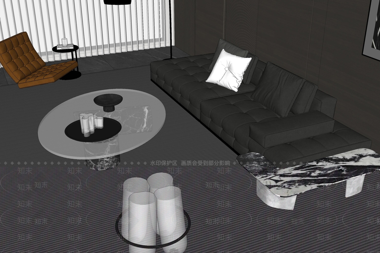 意式极简沙发组合SU模型下载【ID:1234511816】