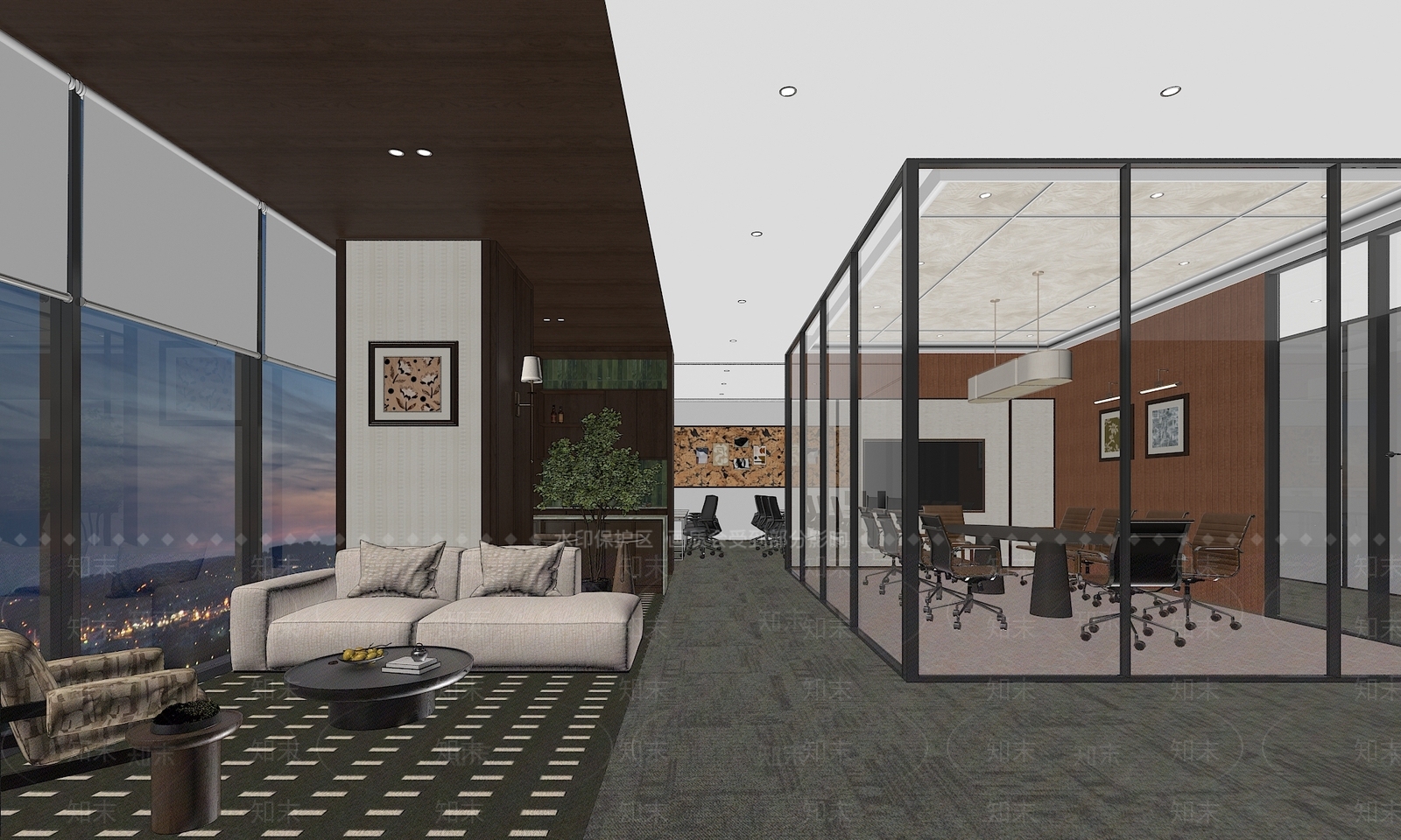 现代办公区3D模型下载【ID:1234512235】
