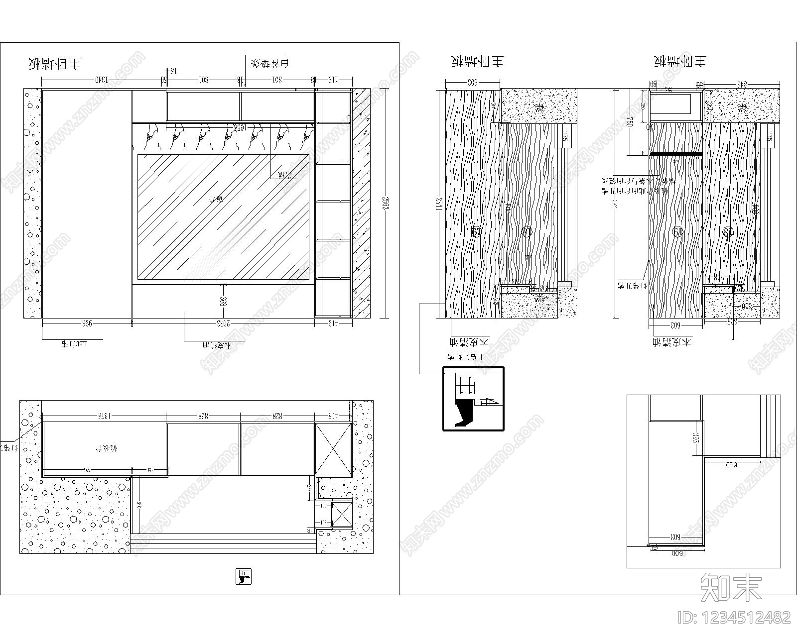 卧室cad施工图下载【ID:1234512482】