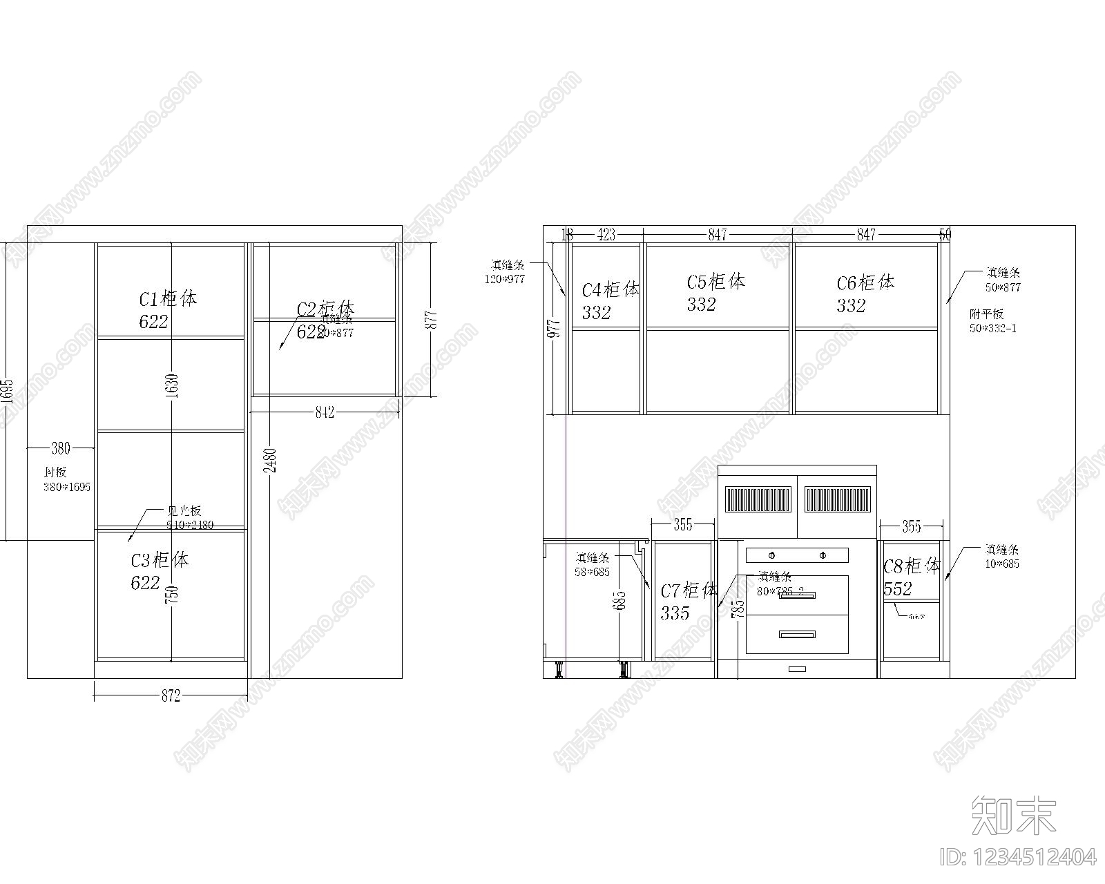 家具图库cad施工图下载【ID:1234512404】