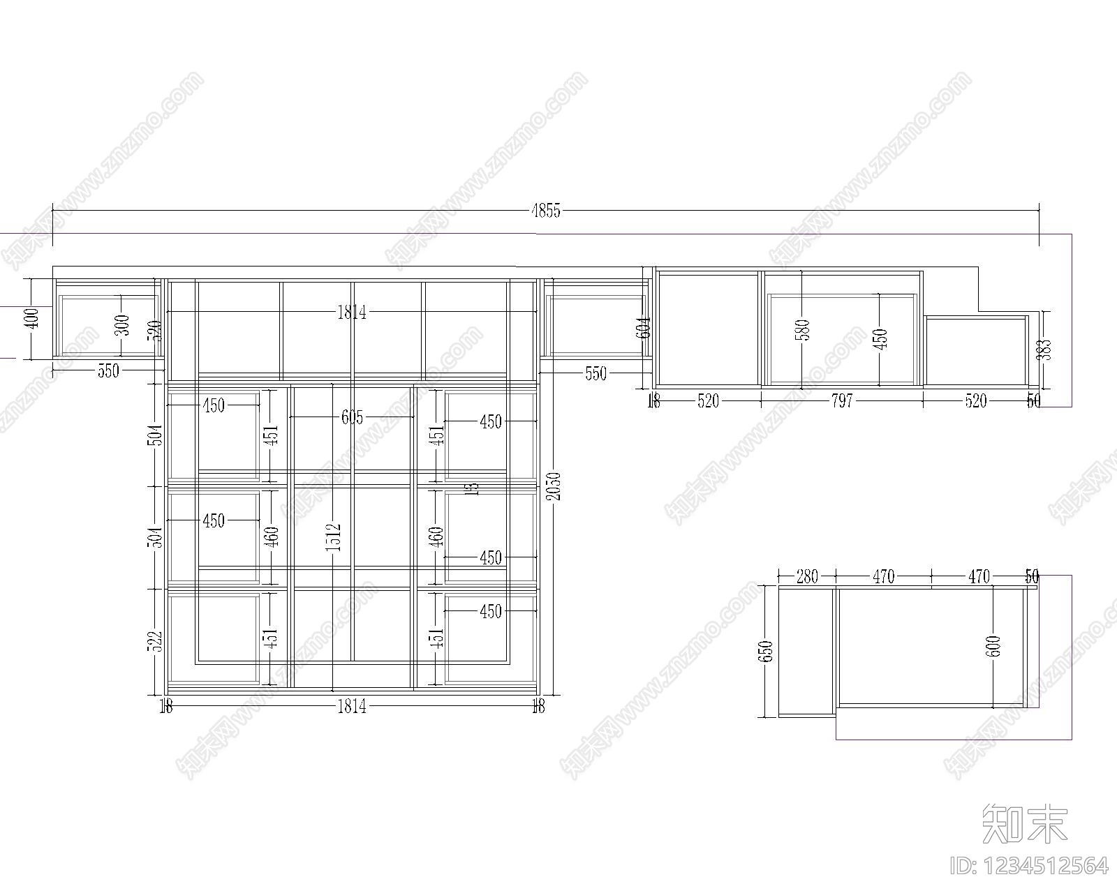 家具图库cad施工图下载【ID:1234512564】