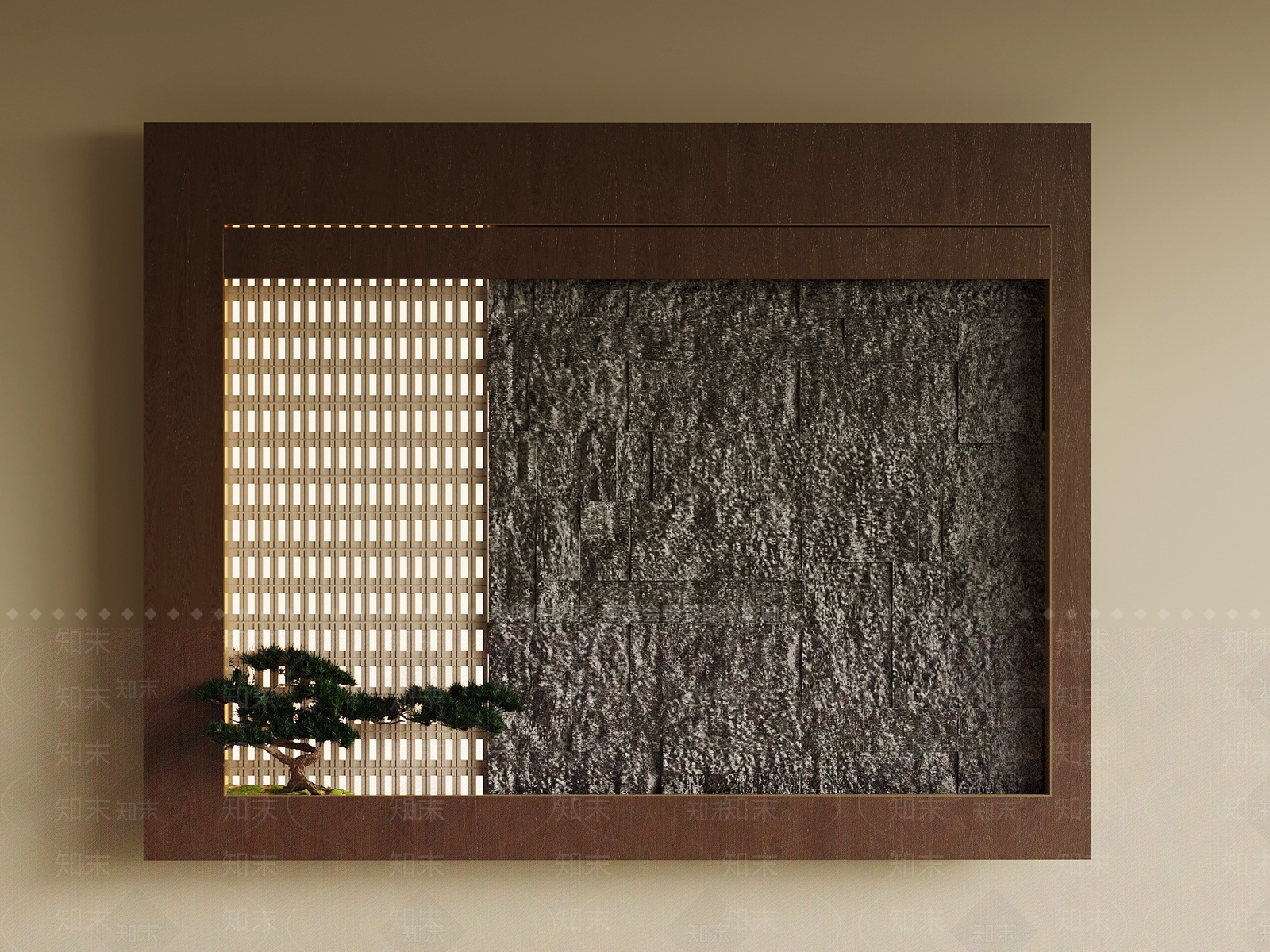新中式玄关背景墙3D模型下载【ID:1234513267】