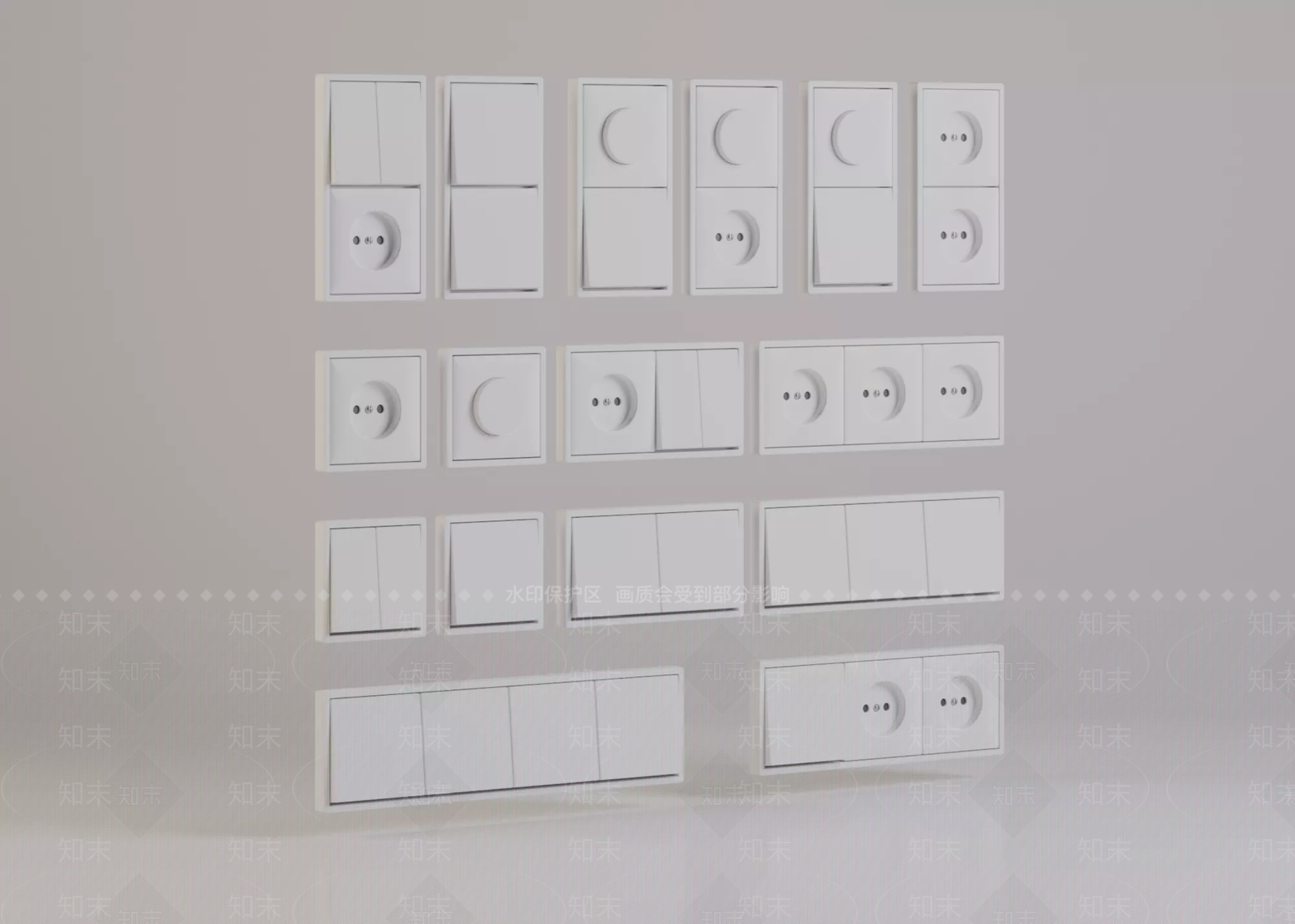 现代简约开关3D模型渲染效果图