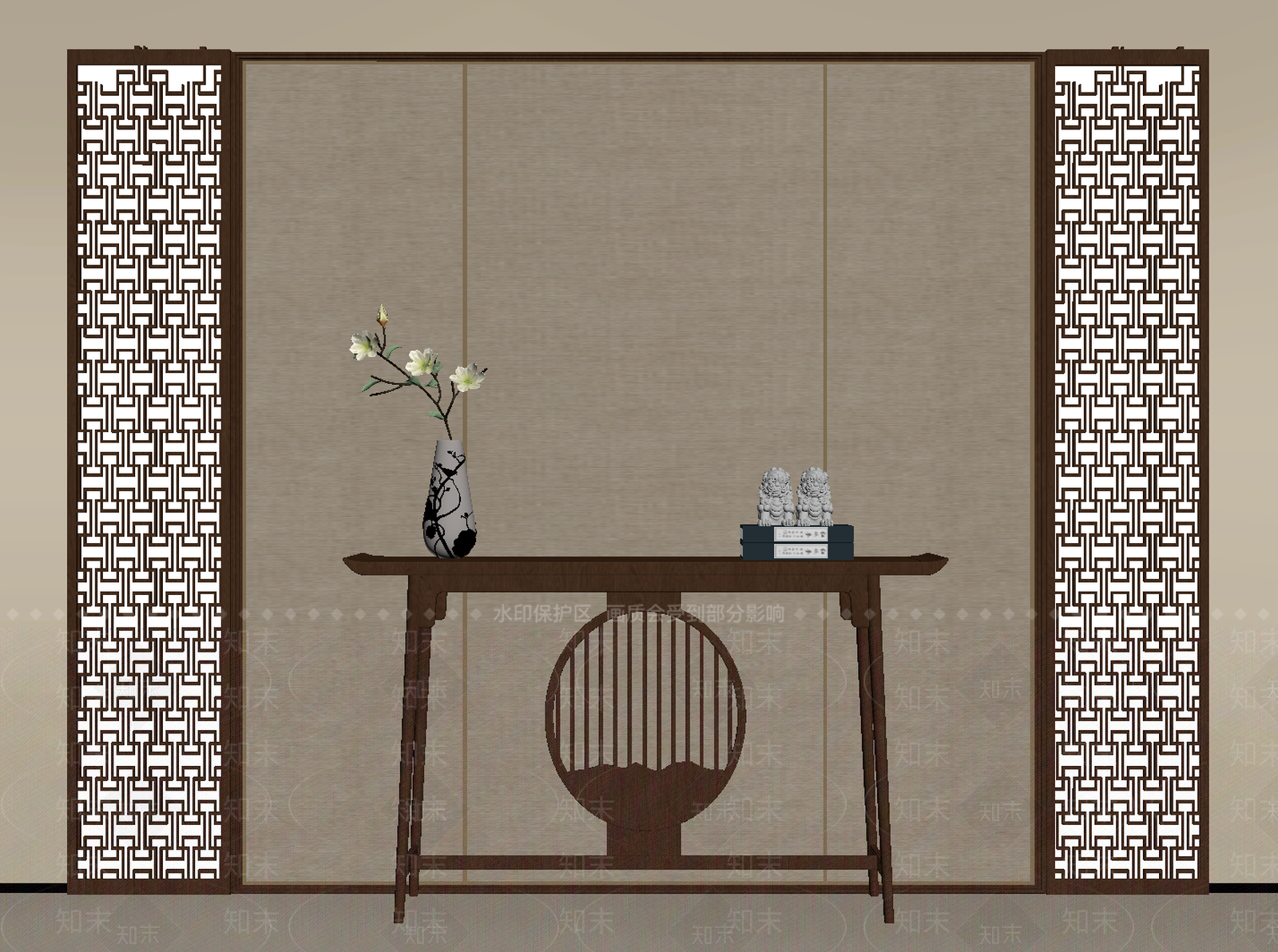 新中式条案SU模型下载【ID:1234513872】