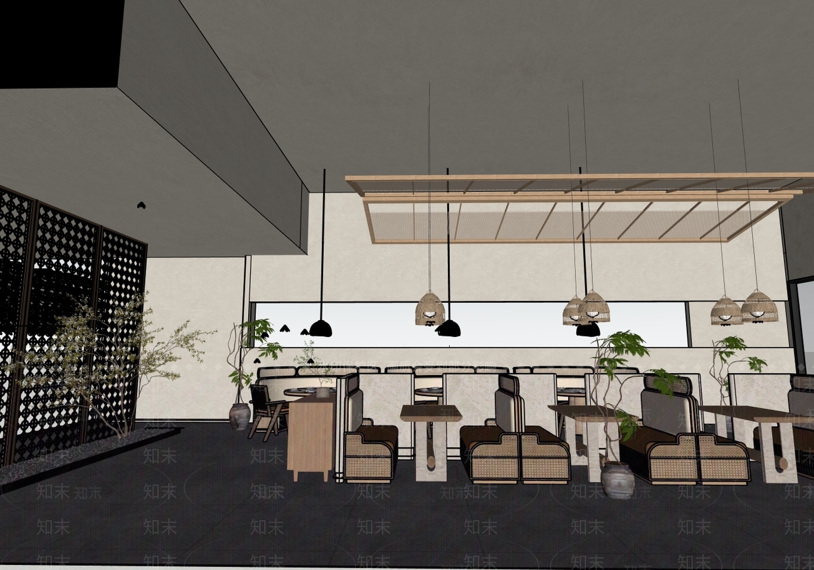 侘寂中餐厅SU模型下载【ID:1234513975】