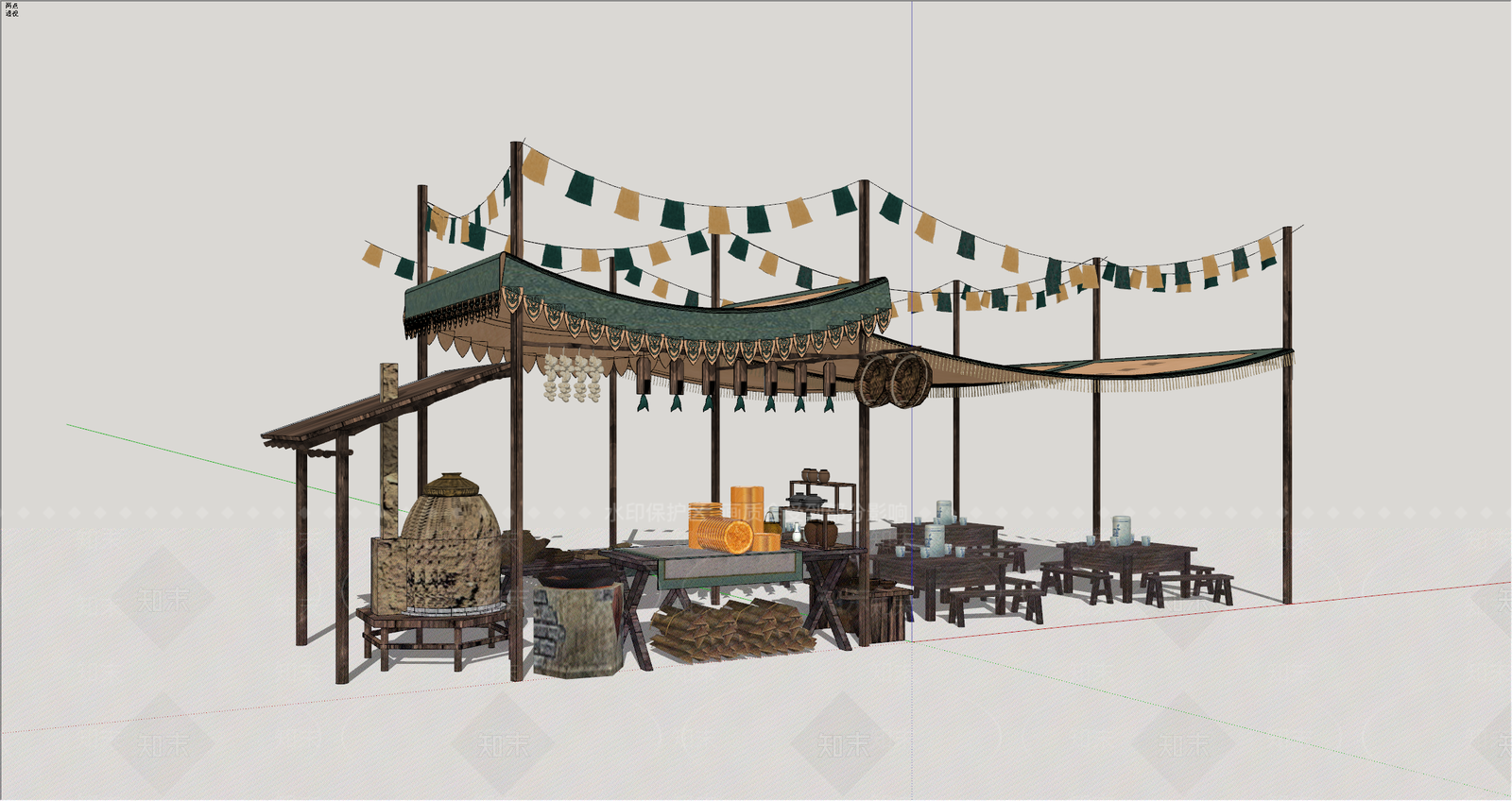 中式文旅美陈SU模型下载【ID:1234514061】