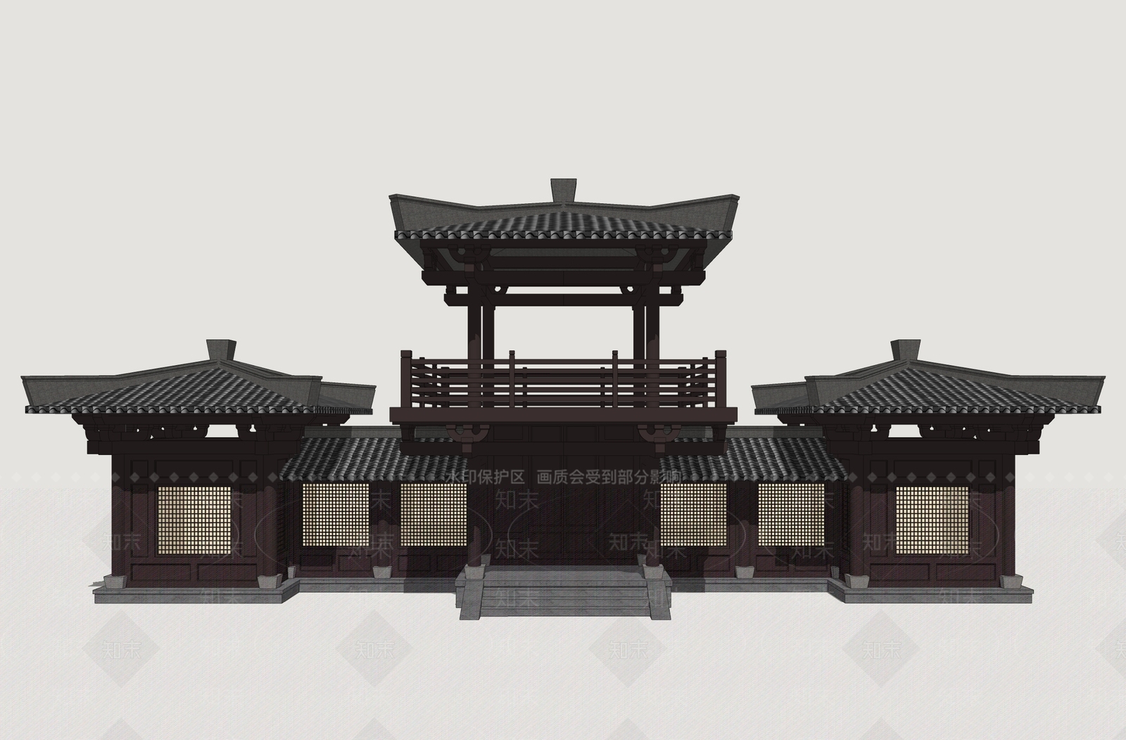 中式古建古建筑SU模型下载【ID:1234514017】