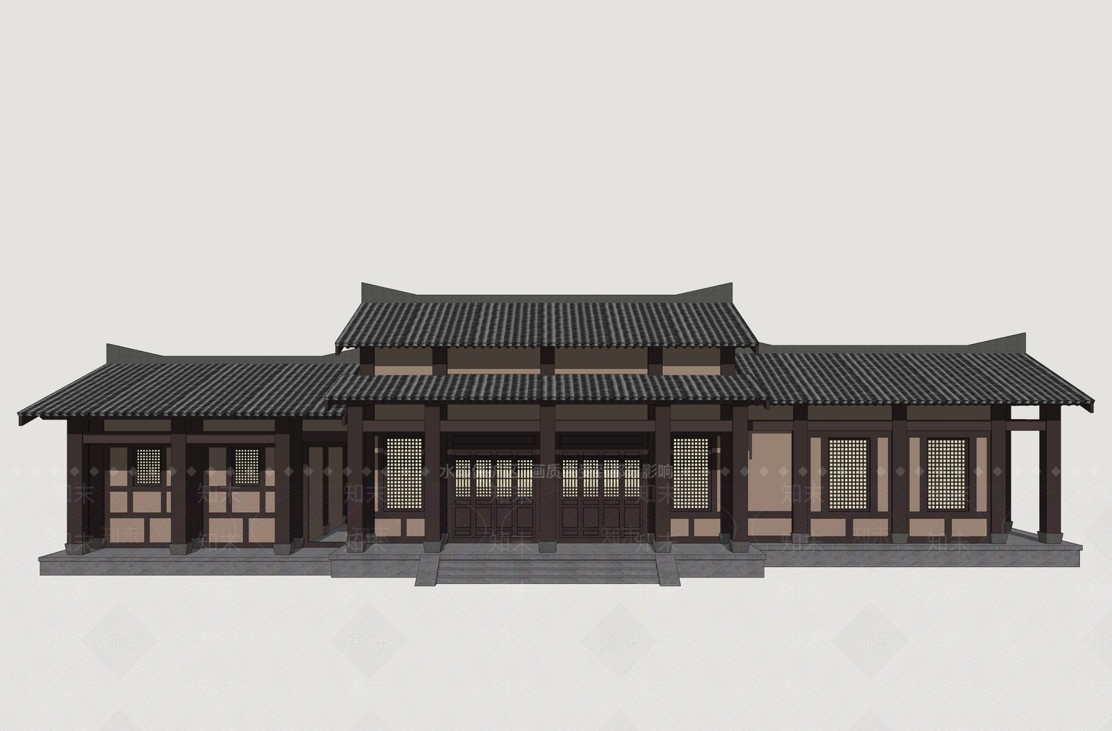 中式古建古建筑SU模型下载【ID:1234514110】