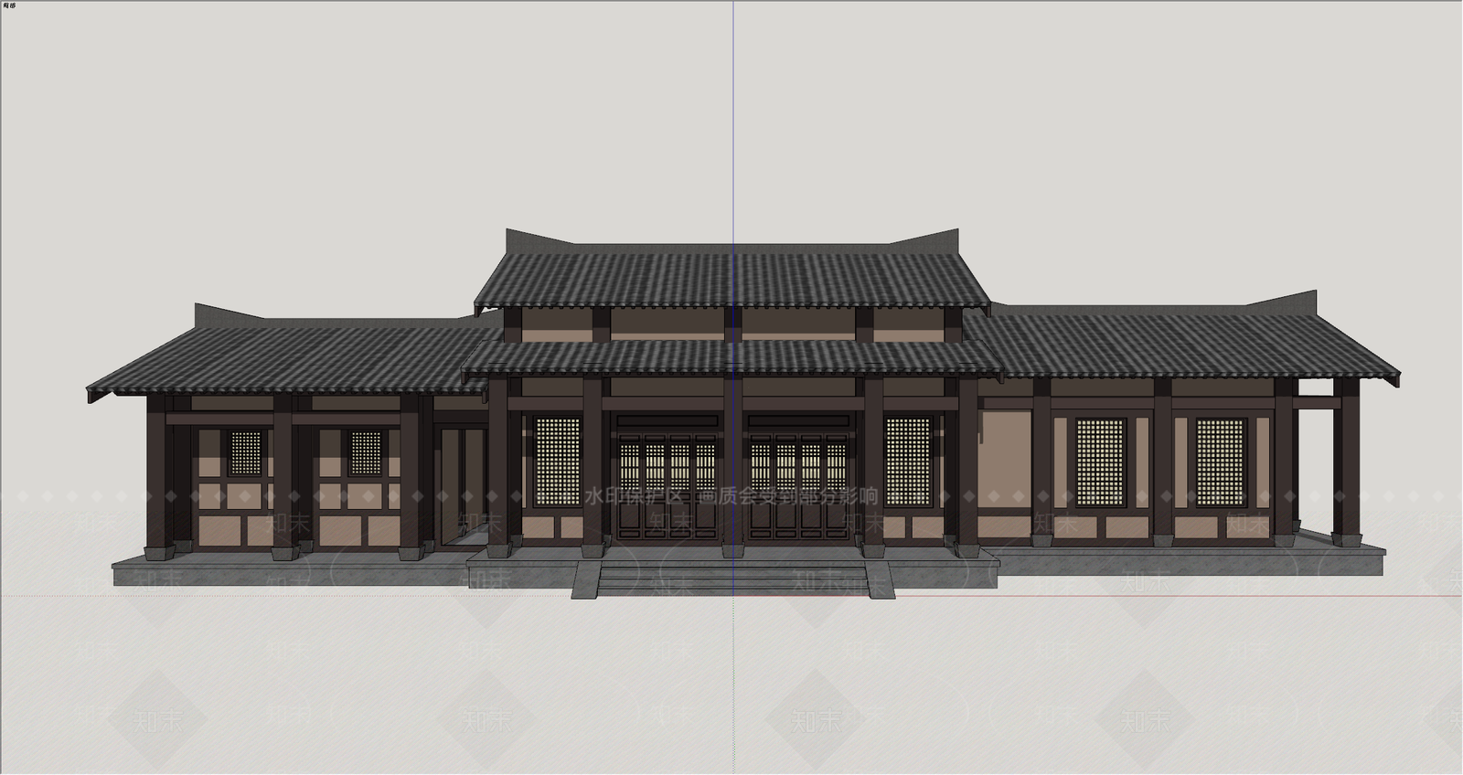 中式古建古建筑SU模型下载【ID:1234514110】