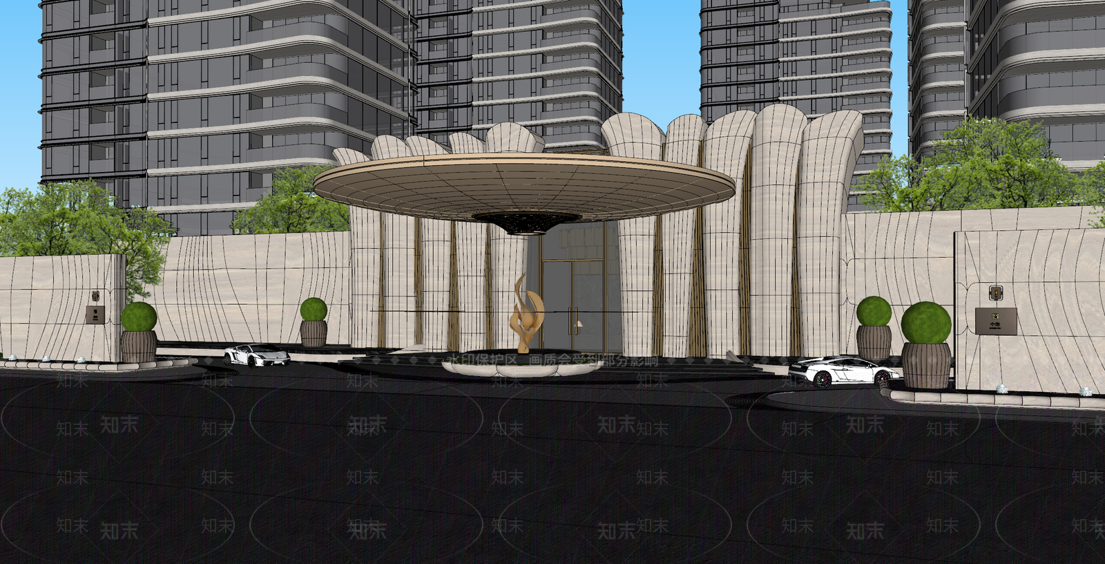 现代主义小区景观SU模型下载【ID:1234515209】
