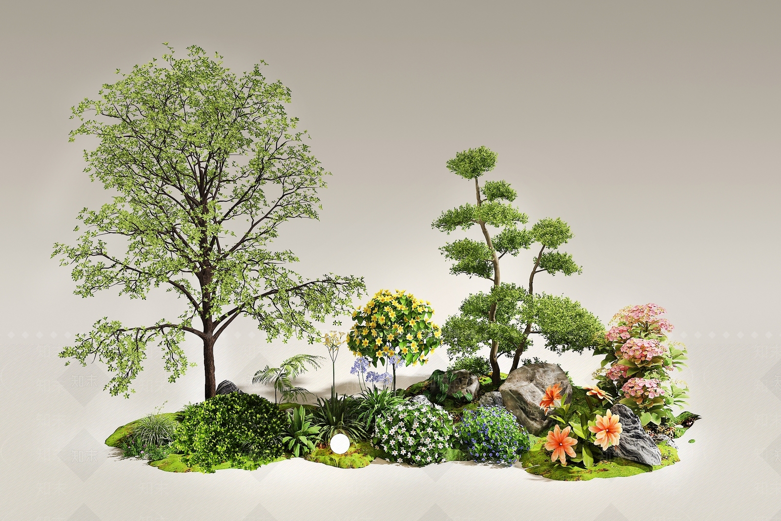 新中式景观花境3D模型下载【ID:1234515522】