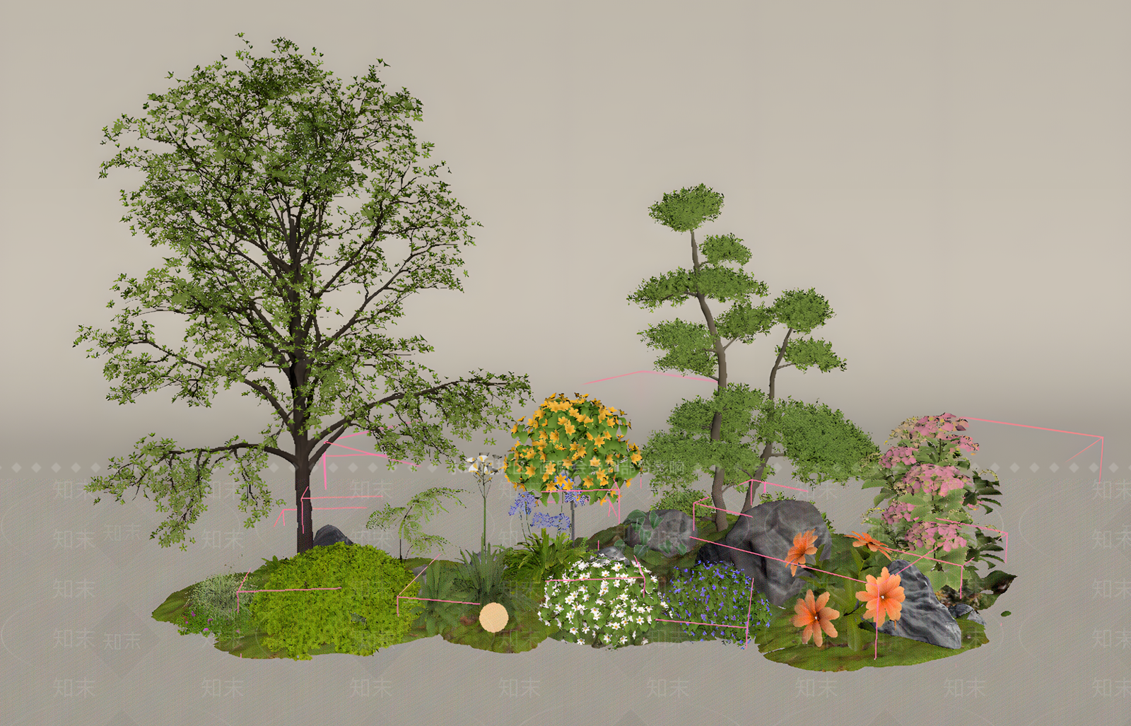 新中式景观花境3D模型下载【ID:1234515522】