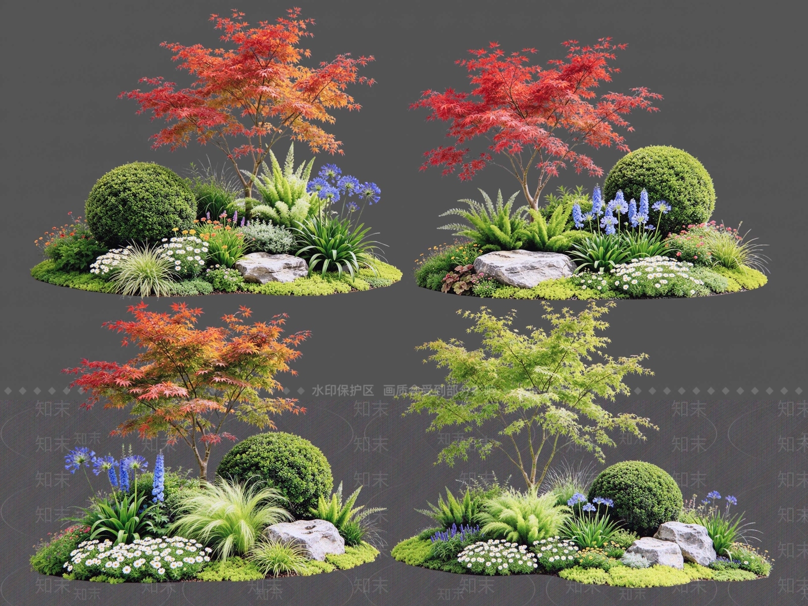 新中式景观花境SU模型下载【ID:1234521200】