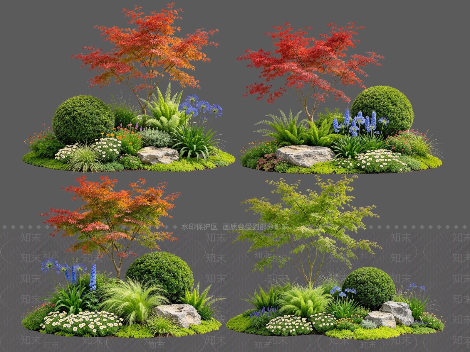 新中式景观花境SU模型下载【ID:1234521200】
