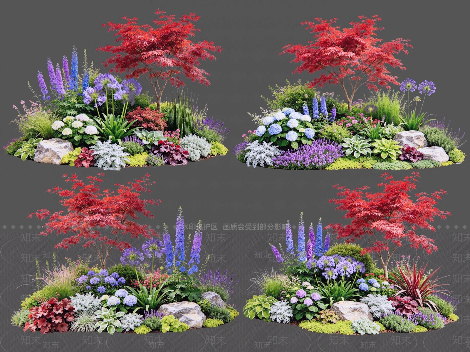 新中式景观花境SU模型下载【ID:1234521415】