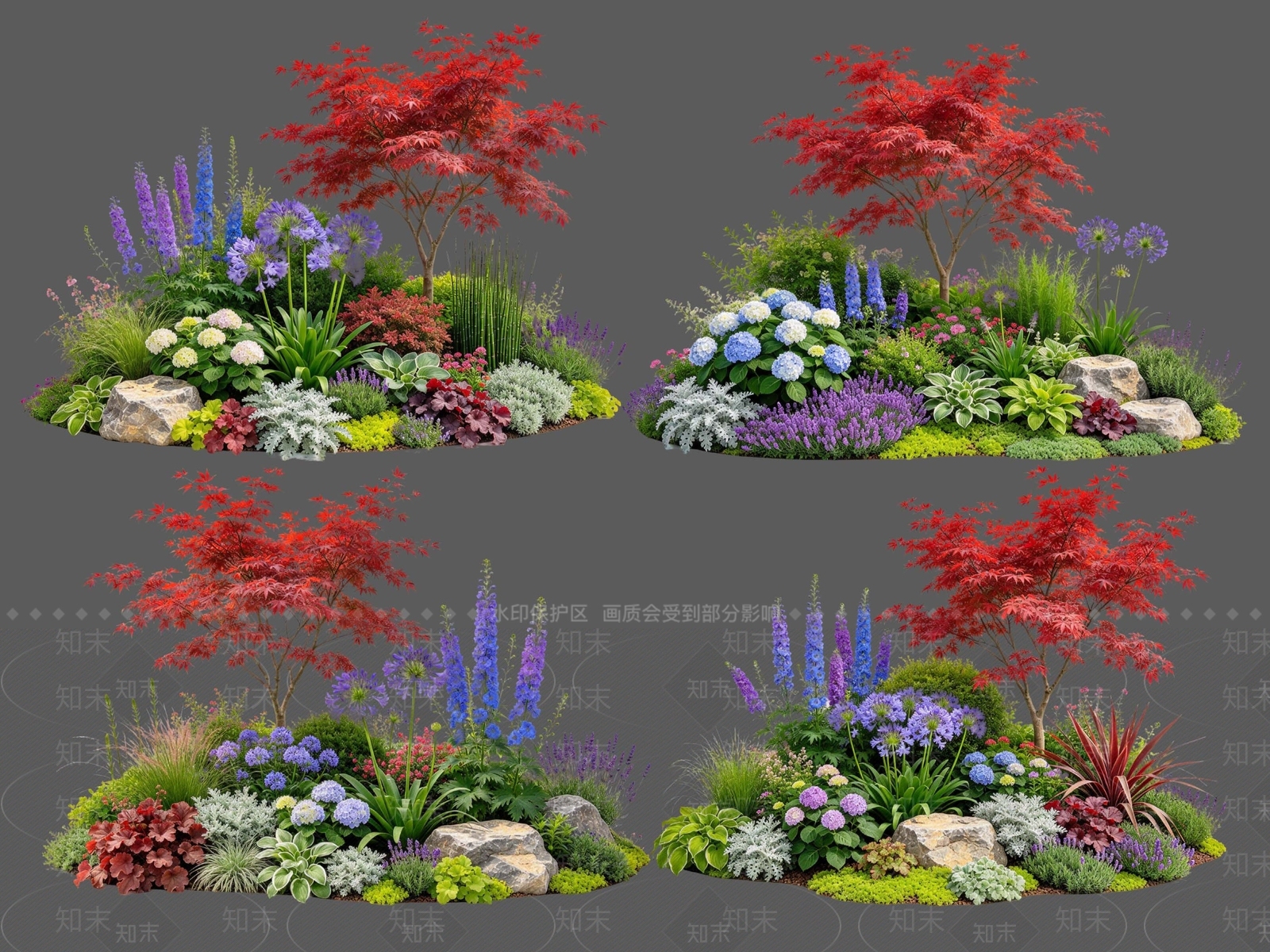 新中式景观花境SU模型下载【ID:1234521415】
