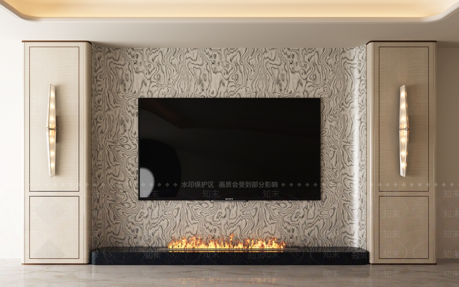 轻奢电视背景墙3D模型下载【ID:1234530025】