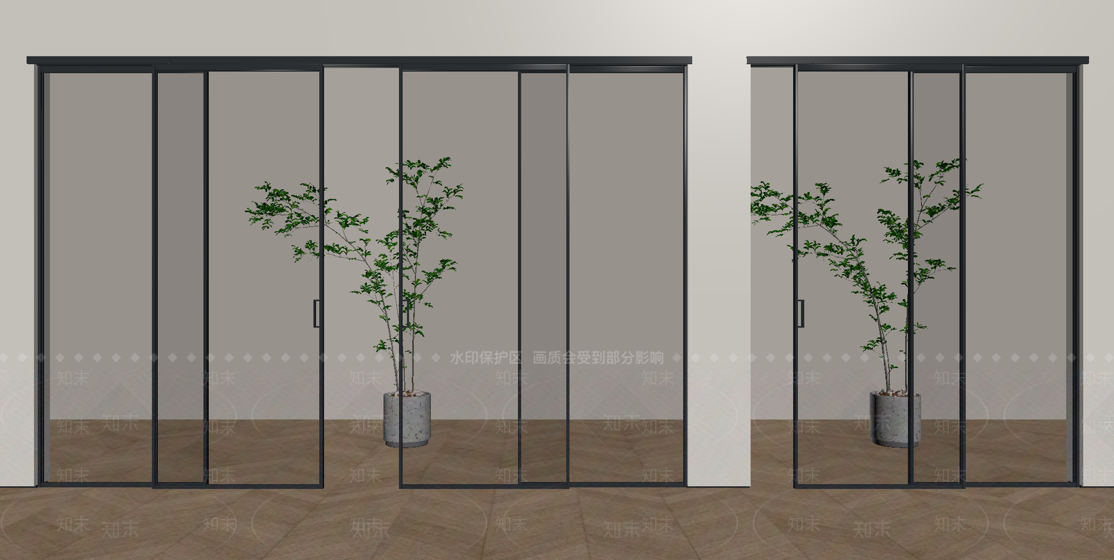 极简推拉门SU模型下载【ID:1234531220】