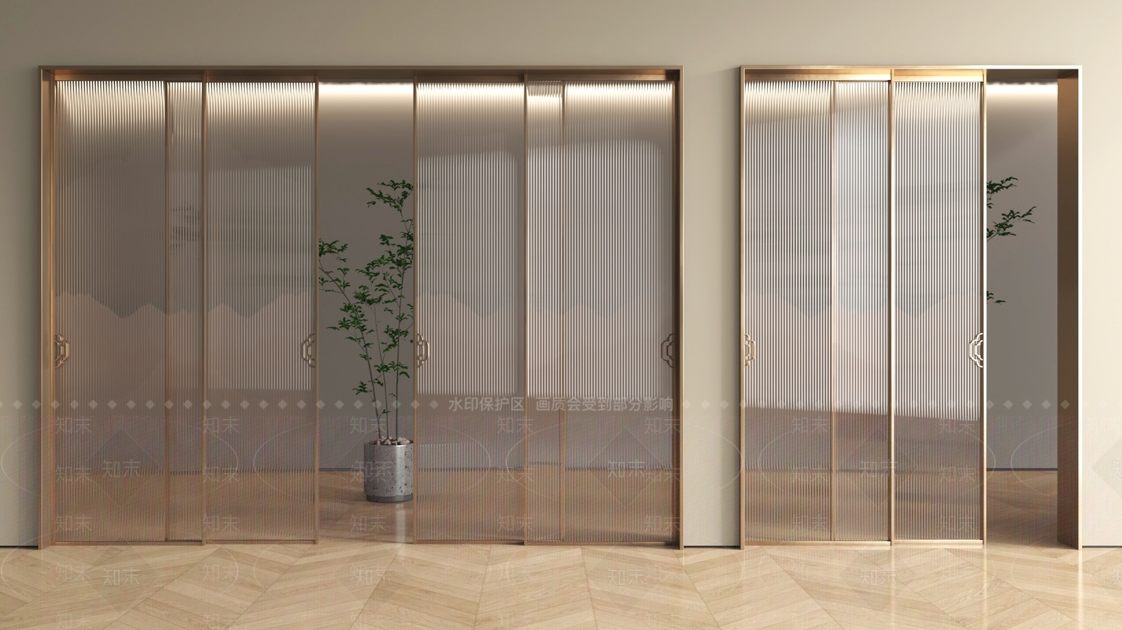 轻奢推拉门3D模型下载【ID:1234531806】