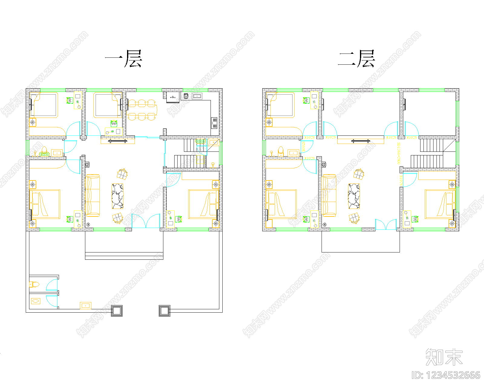 别墅建筑cad施工图下载【ID:1234532666】
