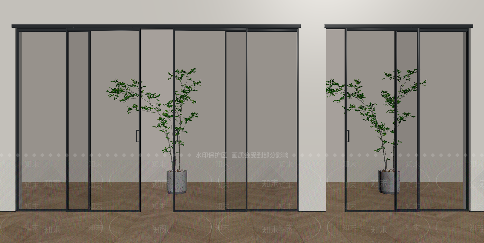 现代简约推拉门3D模型下载【ID:1234532797】