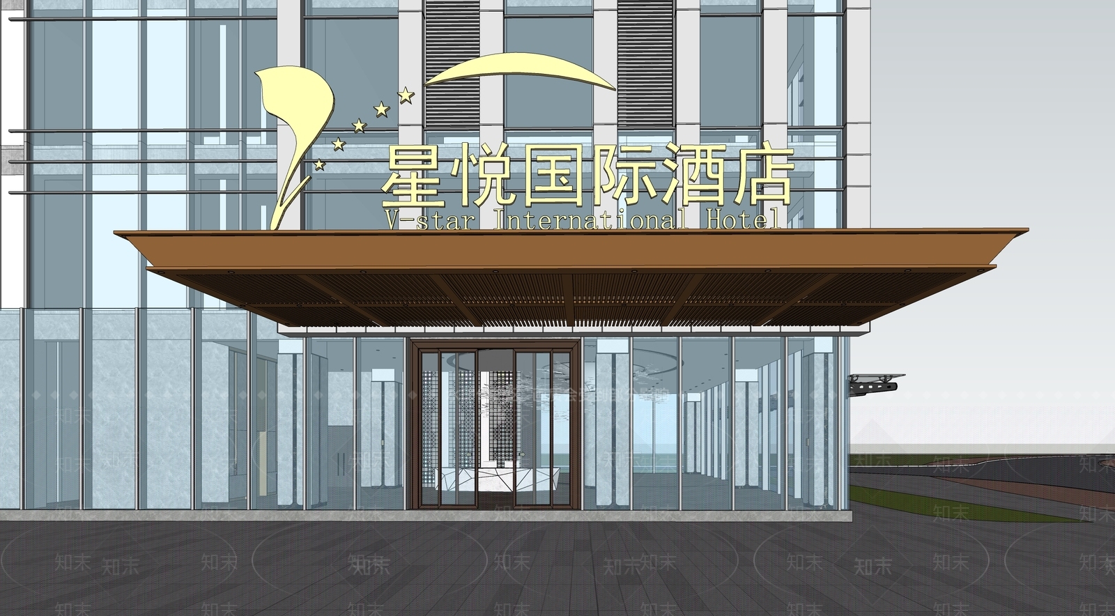 现代门头SU模型下载【ID:1234535913】