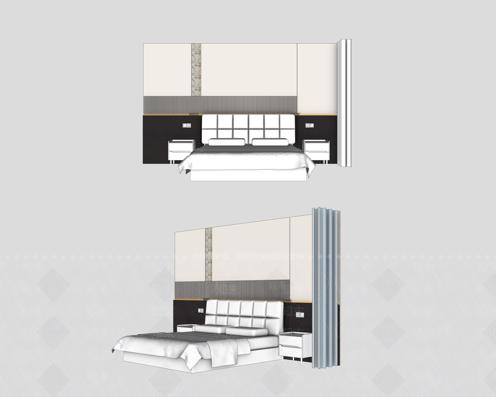 轻奢家居卧室SU模型下载【ID:1234537500】